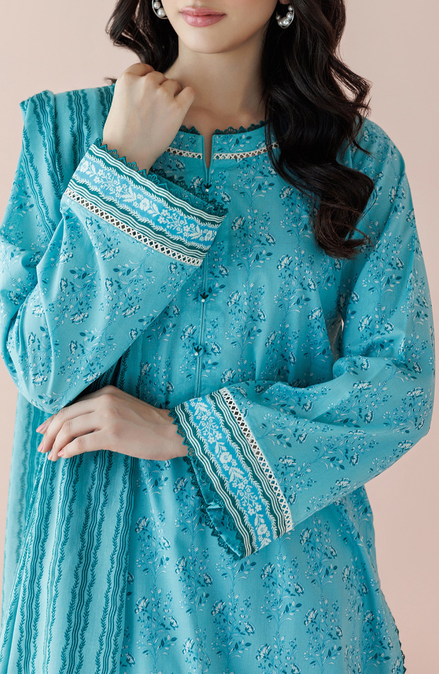 OTL-24-238/S ICE BLUE LAWN Women READY TO WEAR SHIRT DUPATTA PANTS