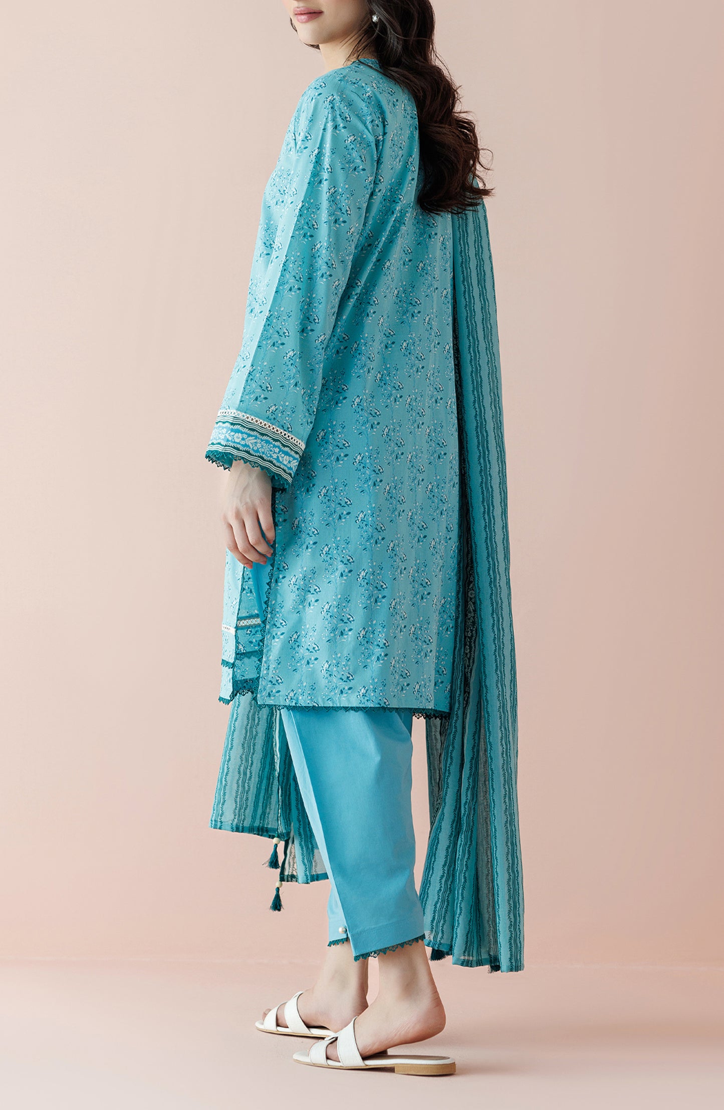 OTL-24-238/S ICE BLUE LAWN Women READY TO WEAR SHIRT DUPATTA PANTS