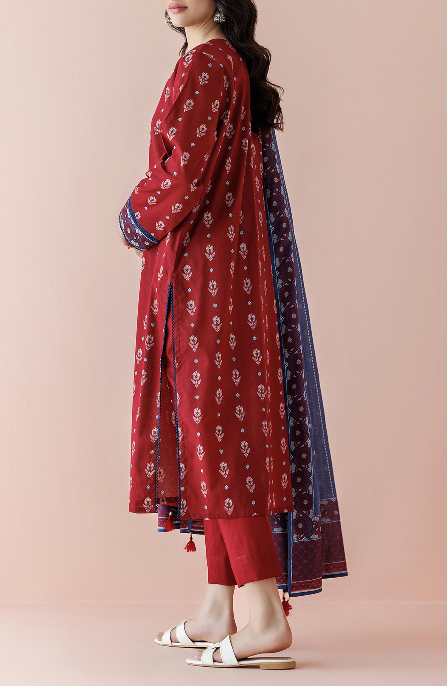 OTL-24-025/U RED LAWN Women UNSTITCHED SHIRT DUPATTA PANTS