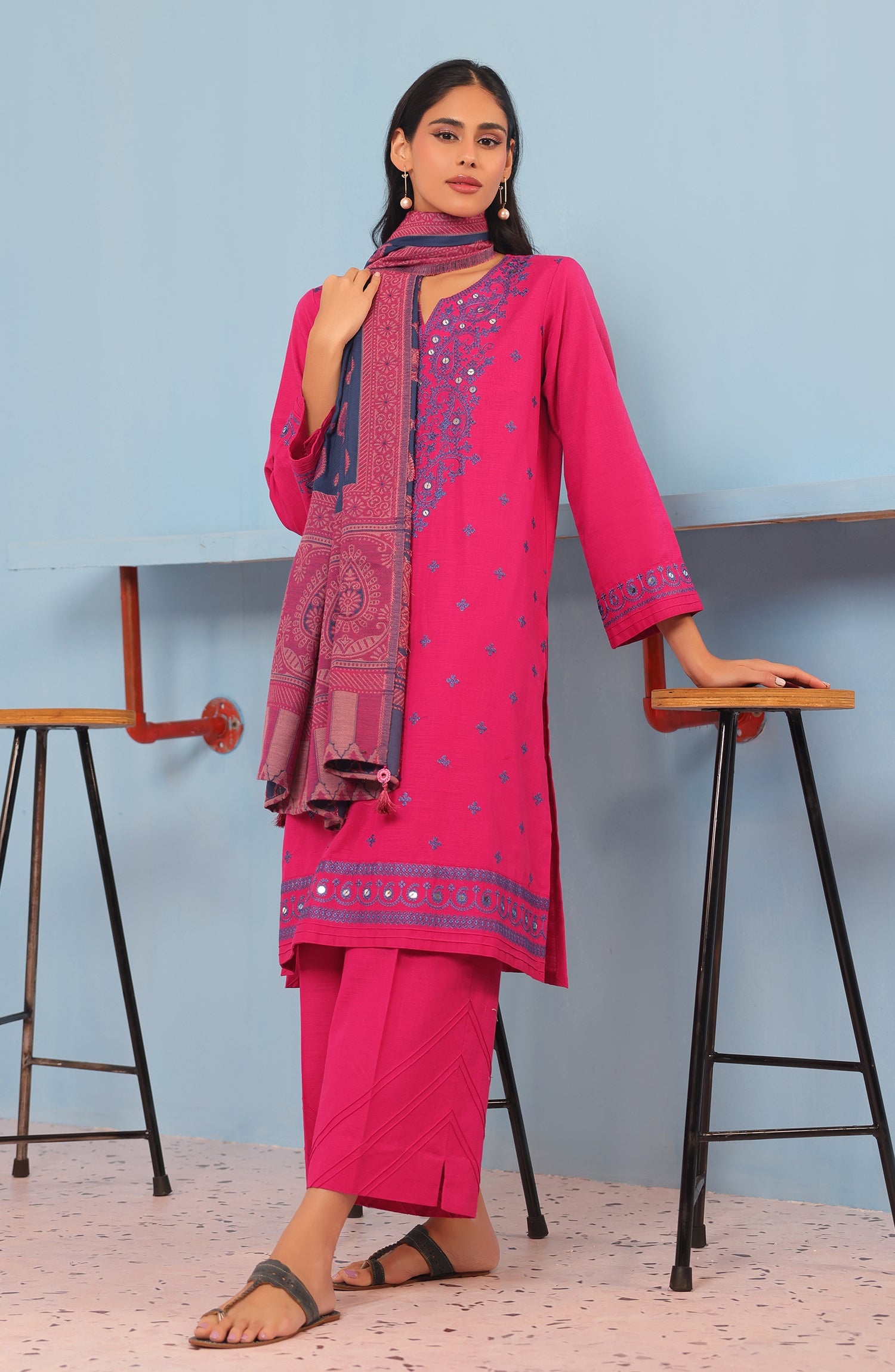 WRCK23W-3004 KHADDAR Women READY TO WEAR SHIRT DUPATTA PANTS