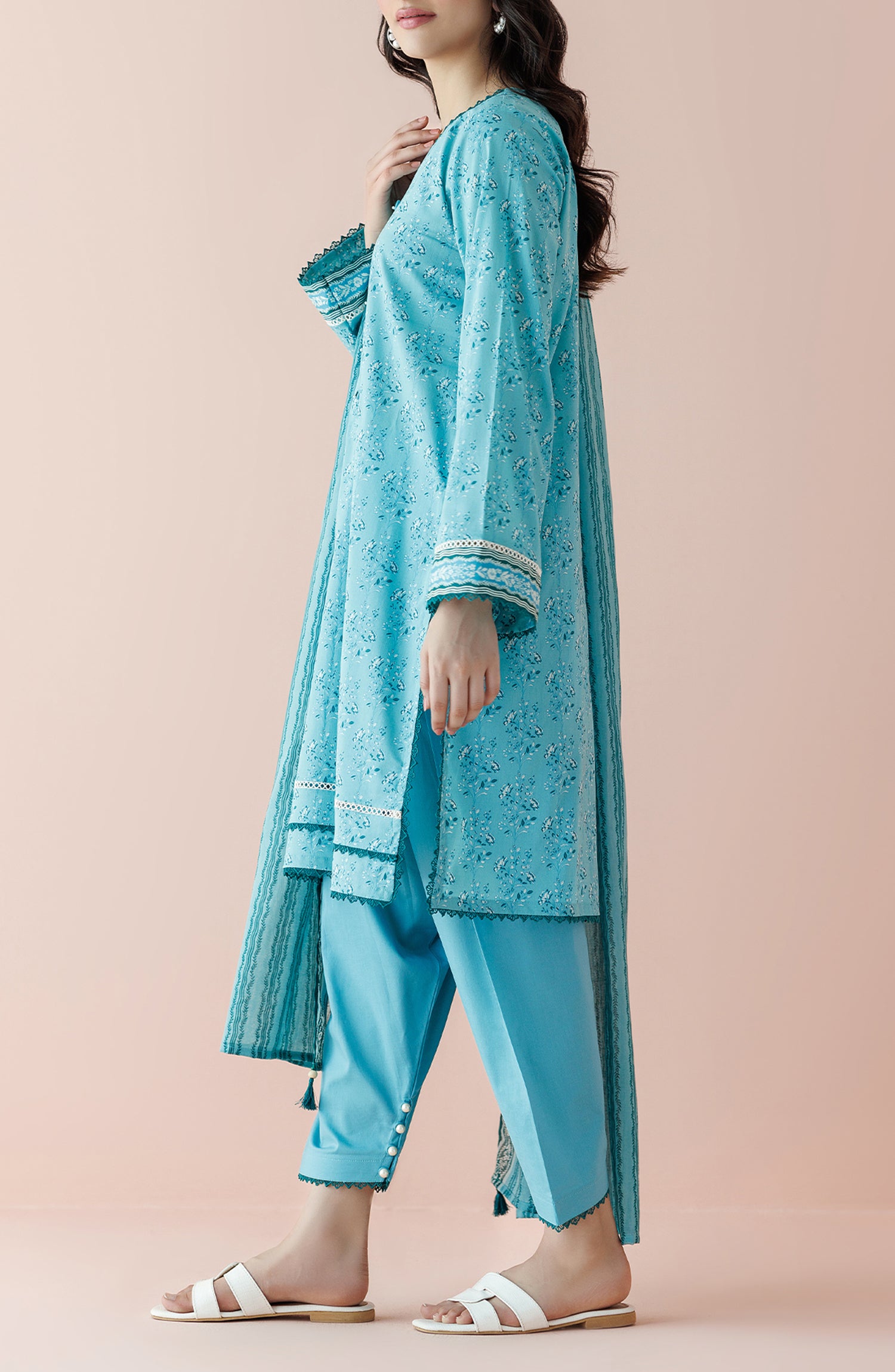 OTL-24-238/S ICE BLUE LAWN Women READY TO WEAR SHIRT DUPATTA PANTS