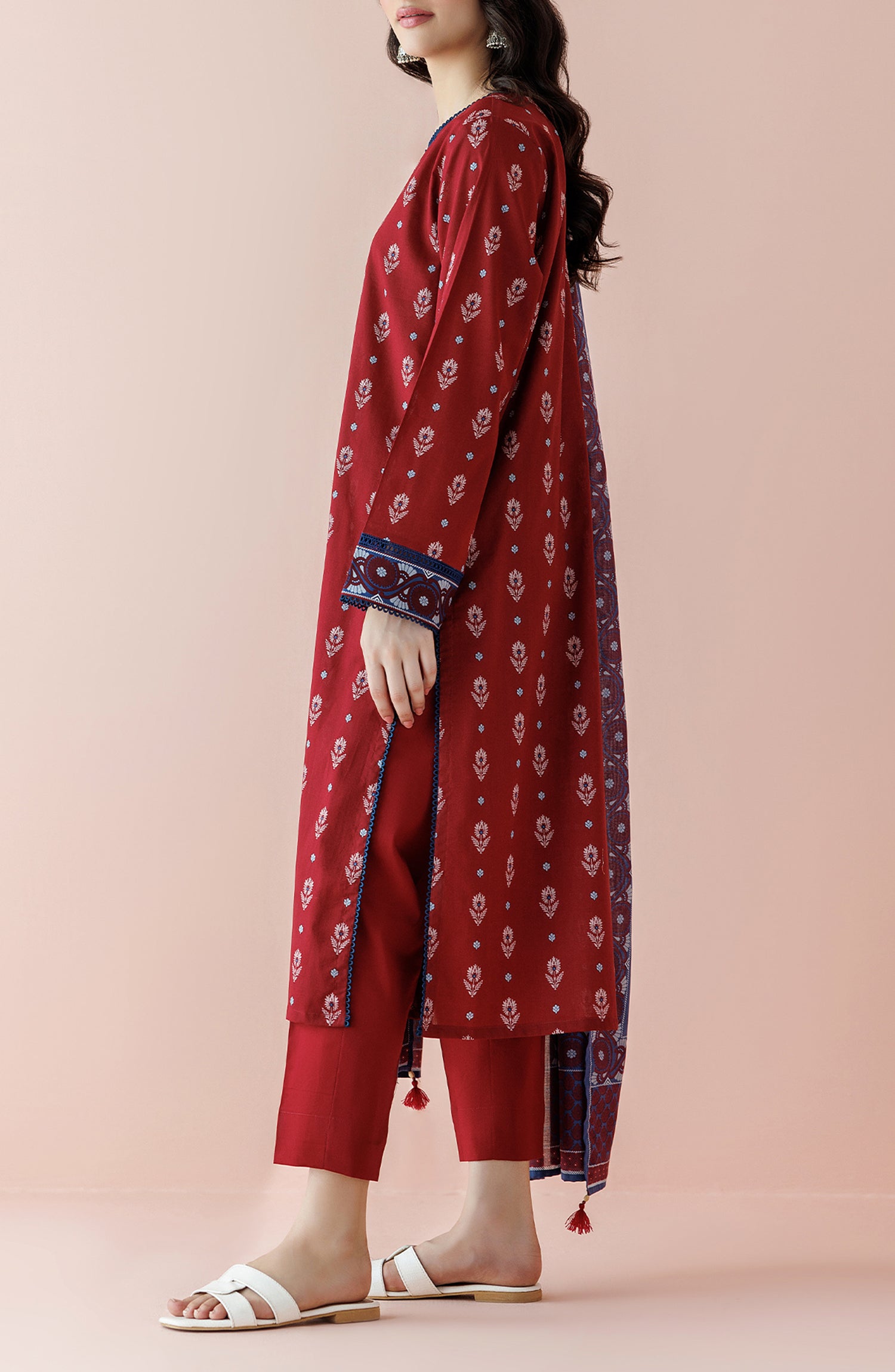 OTL-24-025/U RED LAWN Women UNSTITCHED SHIRT DUPATTA PANTS