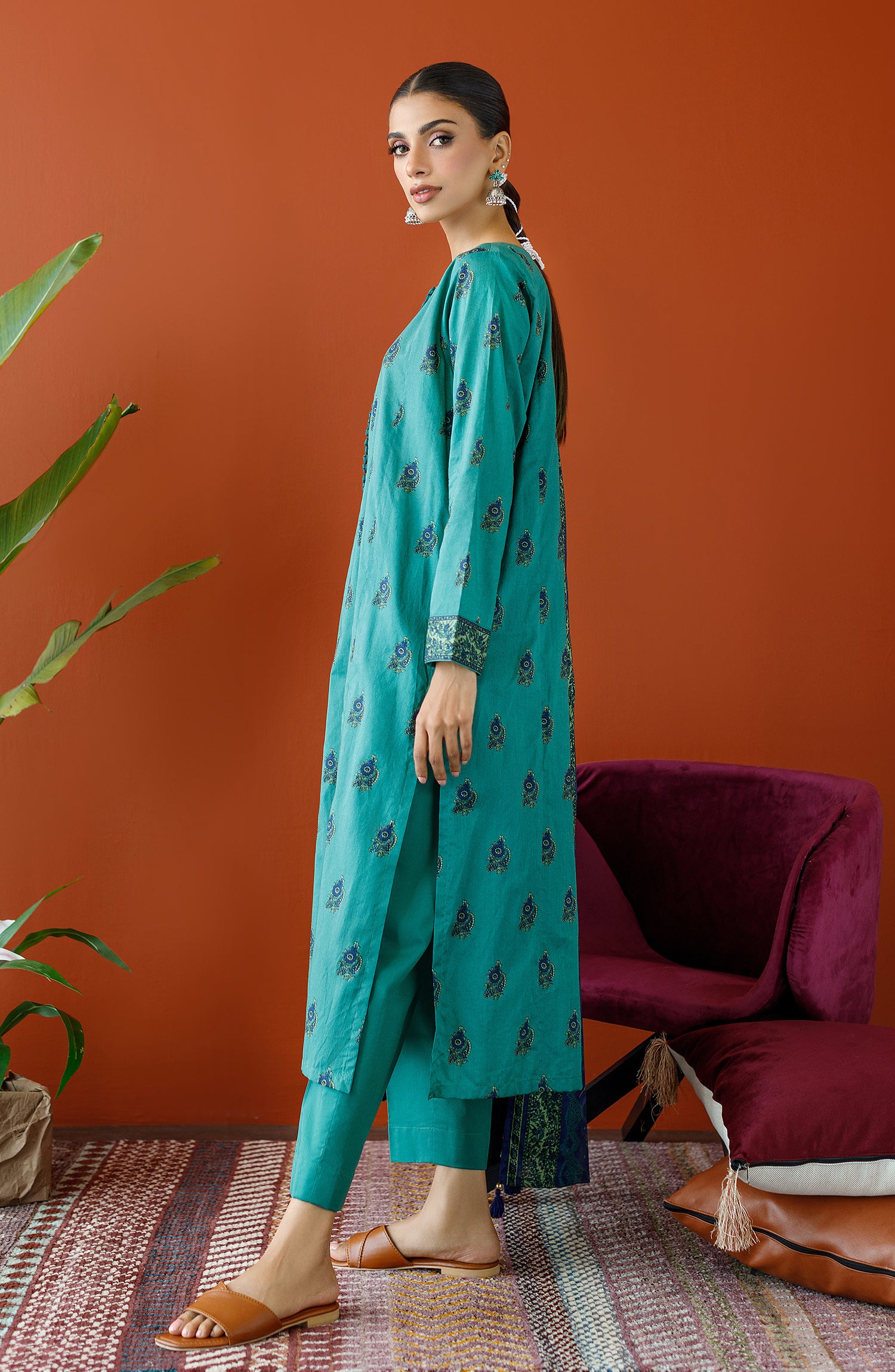 OTL-23-132/S GREEN CAMBRIC Women READY TO WEAR SHIRT DUPATTA PANTS