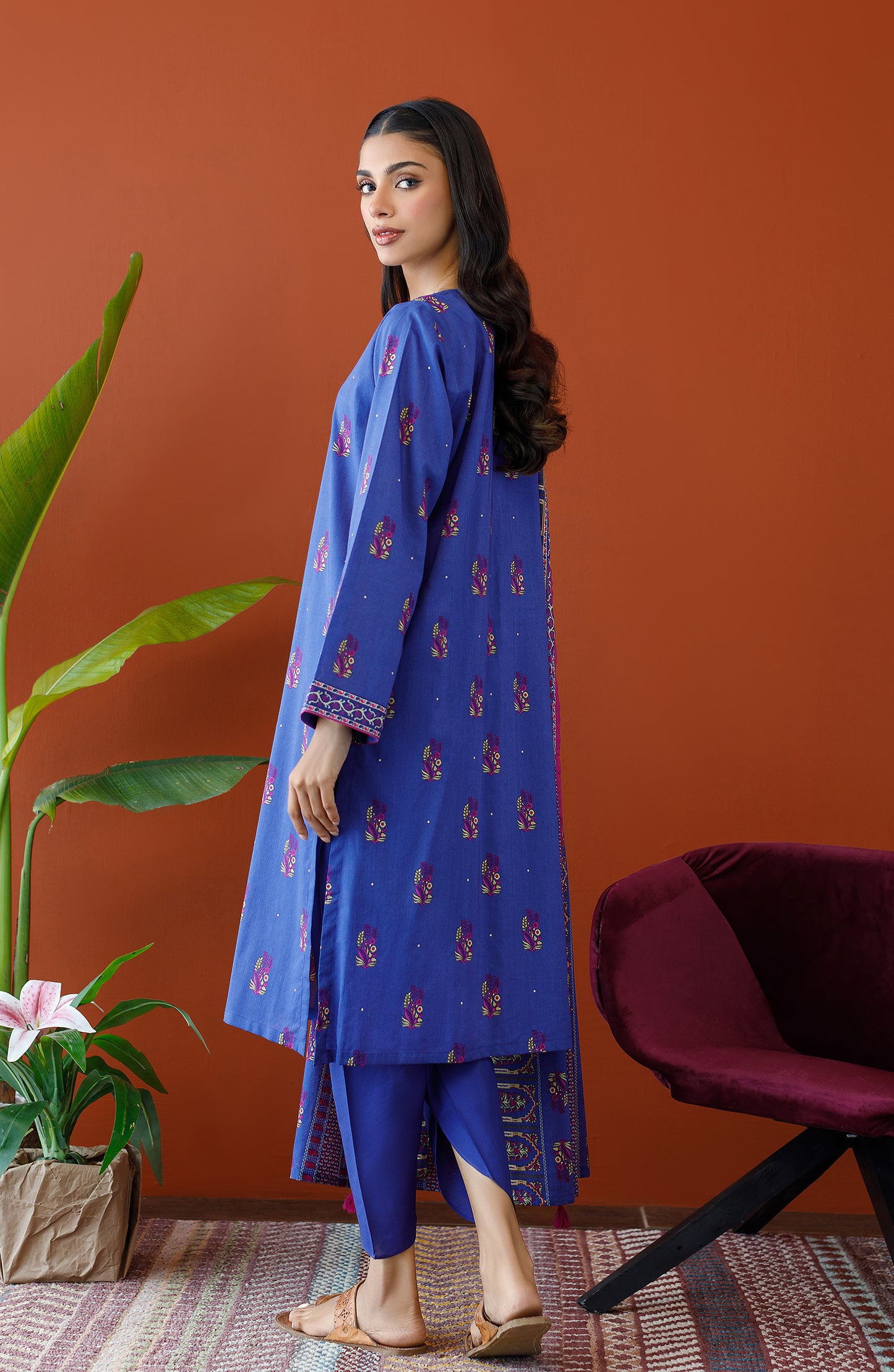 OTL-23-150/U BLUE CAMBRIC Women UNSTITCHED SHIRT DUPATTA PANTS