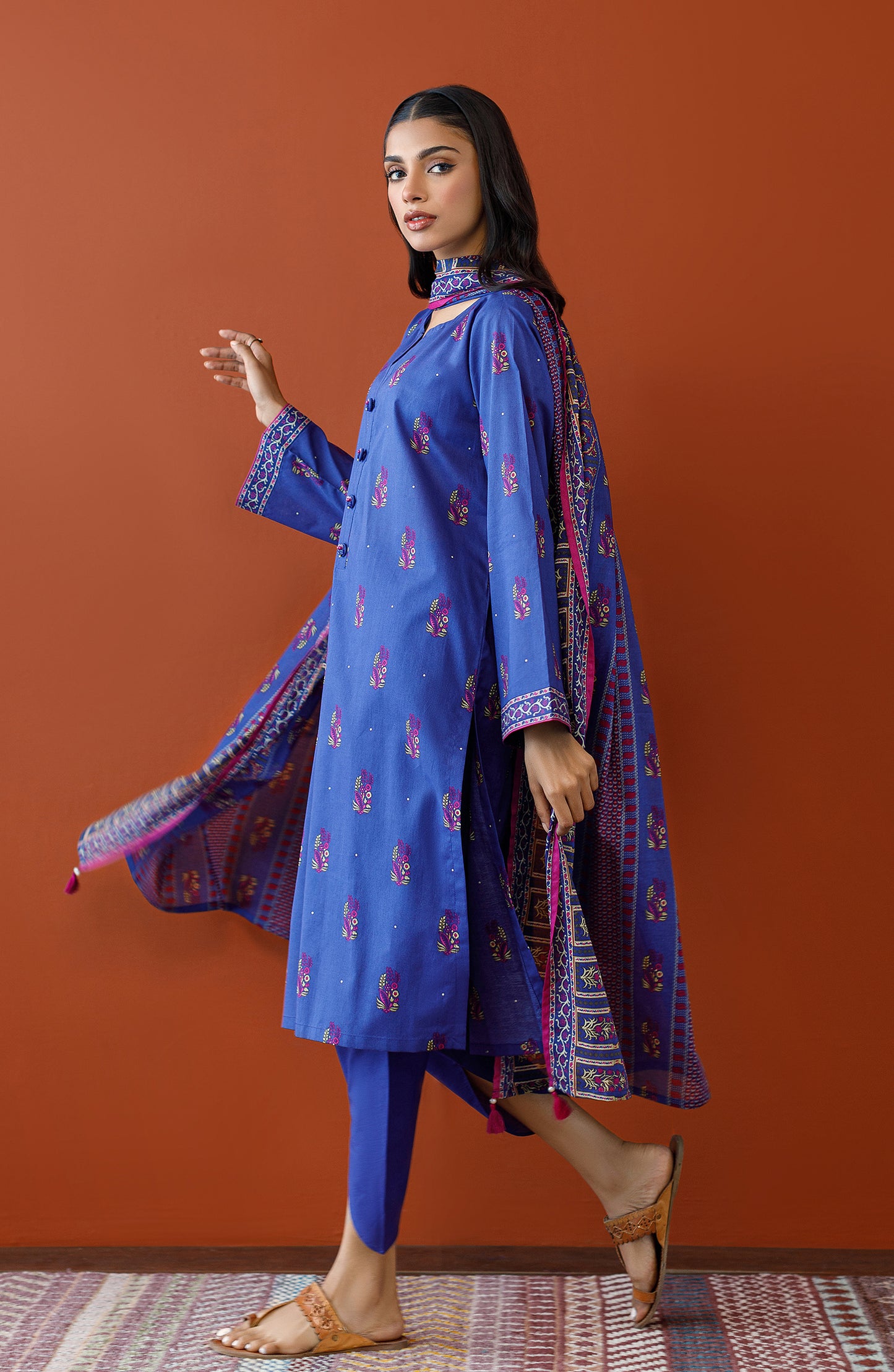 OTL-23-150/U BLUE CAMBRIC Women UNSTITCHED SHIRT DUPATTA PANTS