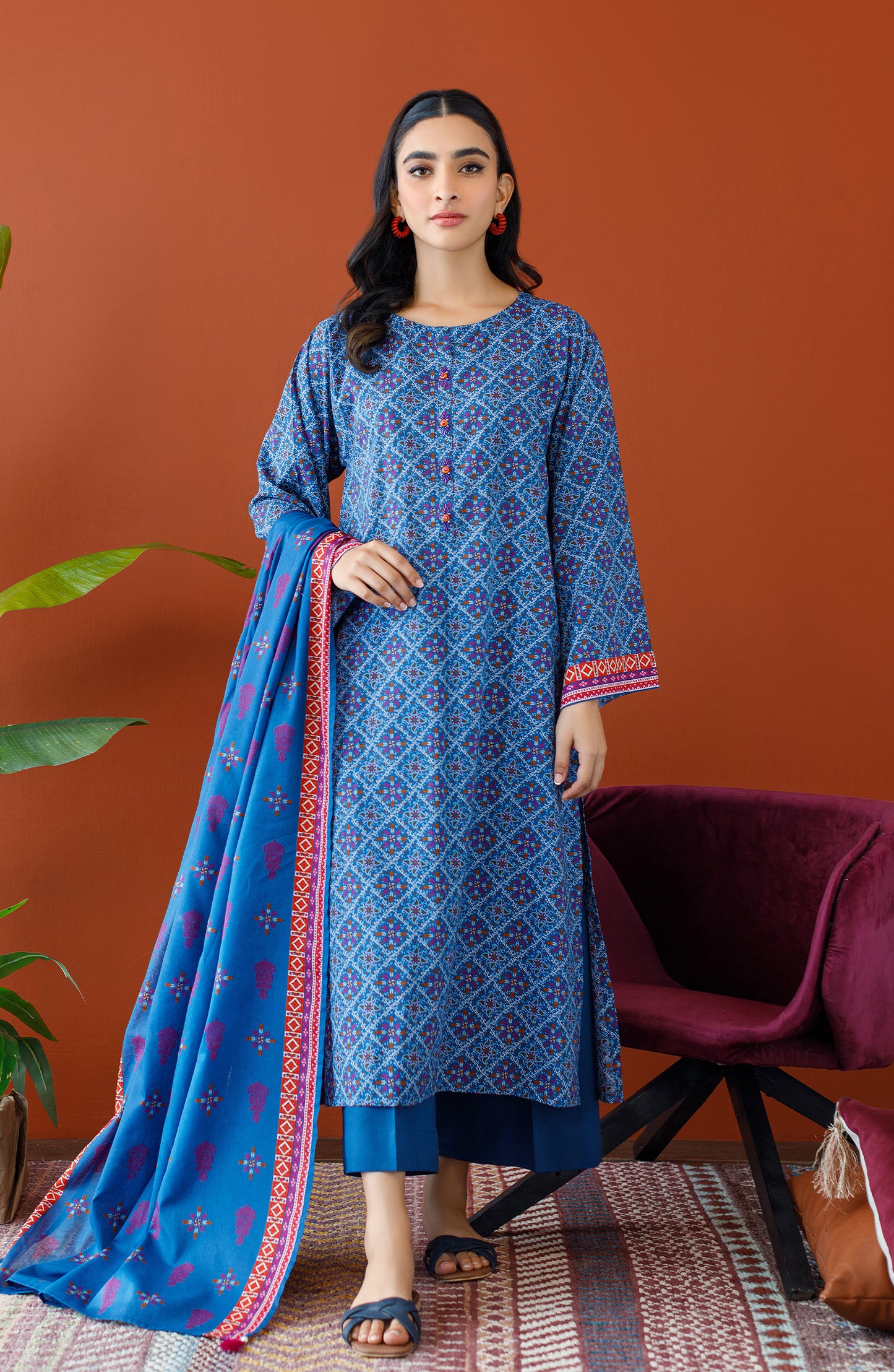 OTL-23-172/U BLUE LAWN Women UNSTITCHED SHIRT DUPATTA PANTS