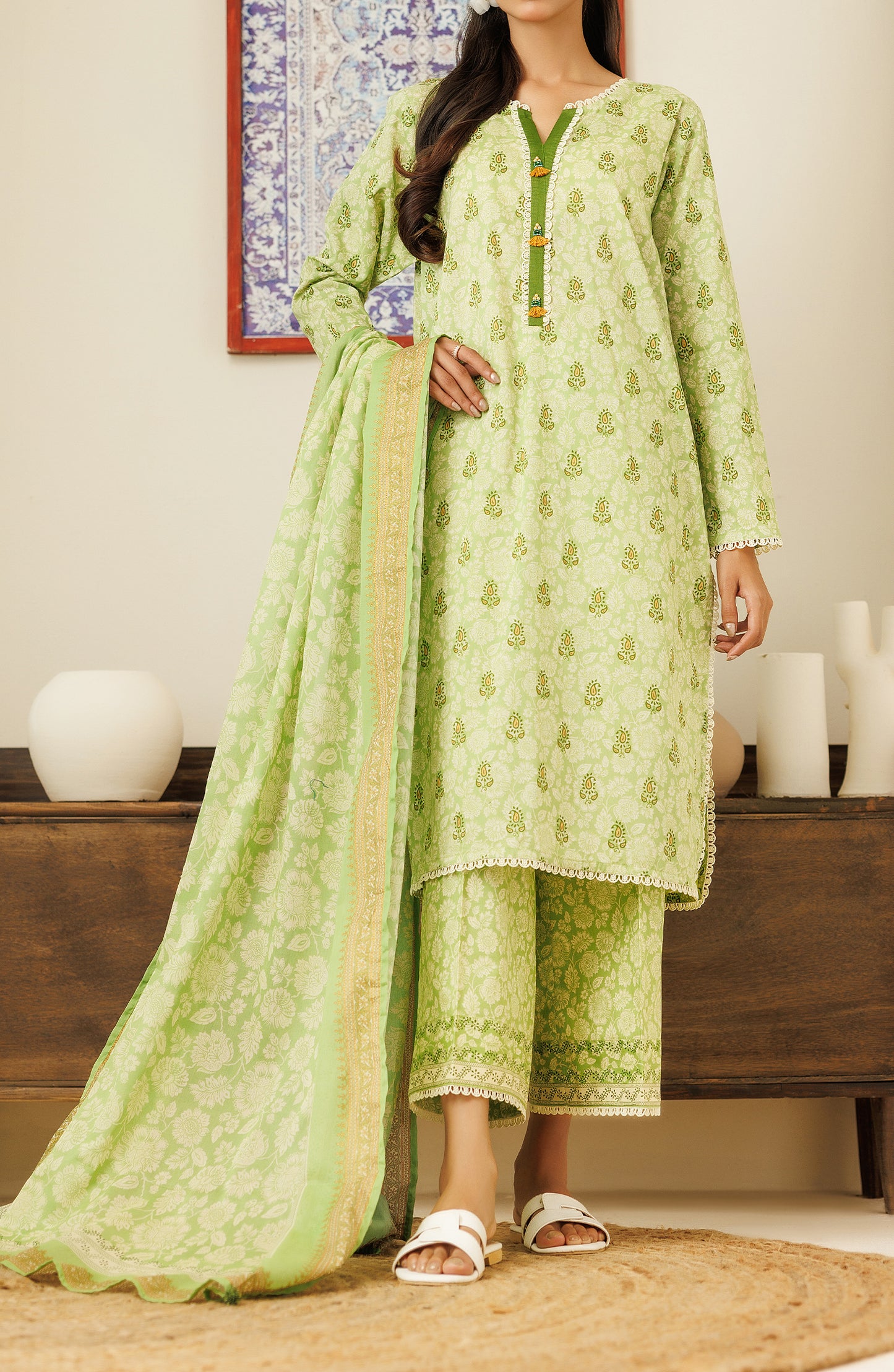 OTL-24-432/U GREEN LAWN Women UNSTITCHED SHIRT DUPATTA PANTS