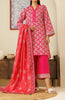 Stitched 3 Piece Printed Khaddar Shirt , Khaddar Pant and Khaddar Dupatta (OTL-24-330/S DARK PINK)