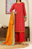 Stitched 3 Piece Printed Khaddar Shirt , Khaddar Pant and Khaddar Dupatta (OTL-24-193/S RED)