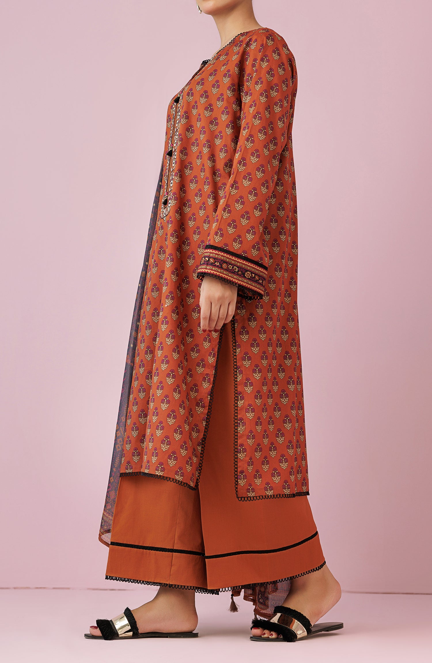 OTL-24-460/U OCHRE LAWN Women UNSTITCHED SHIRT DUPATTA PANTS