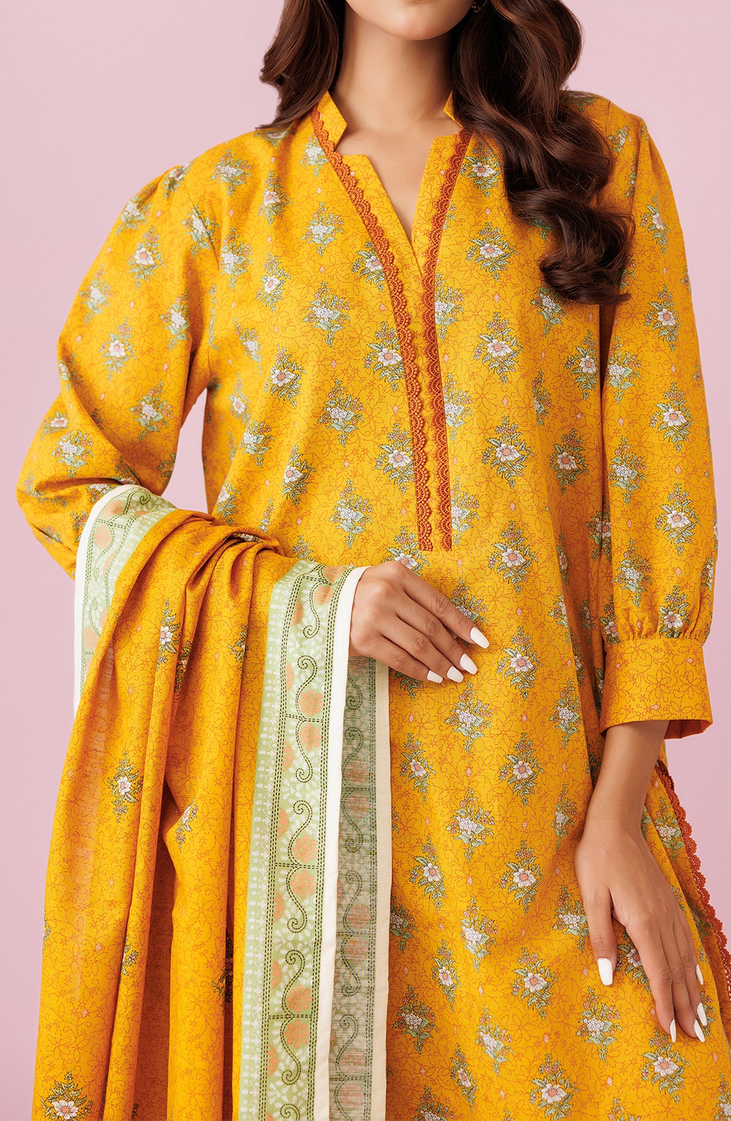 OTL-24-476/U OCHRE KHADDAR Women UNSTITCHED SHIRT DUPATTA PANTS