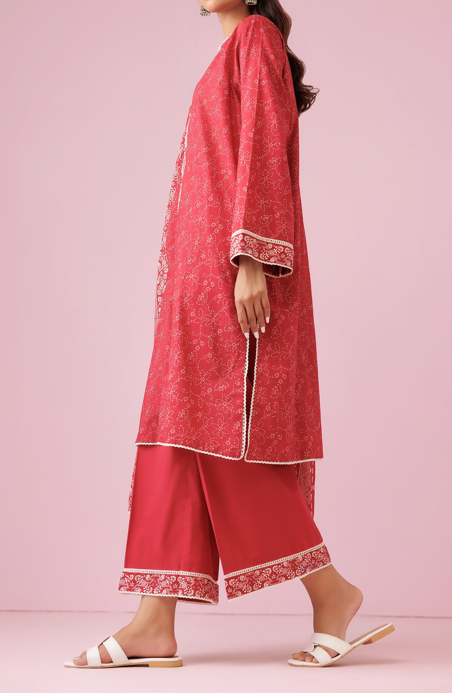 Unstitched 3 Piece Embroidered Lawn Shirt , Cambric Pant and Lawn Dupatta (OTL-24-123/U MAROON)