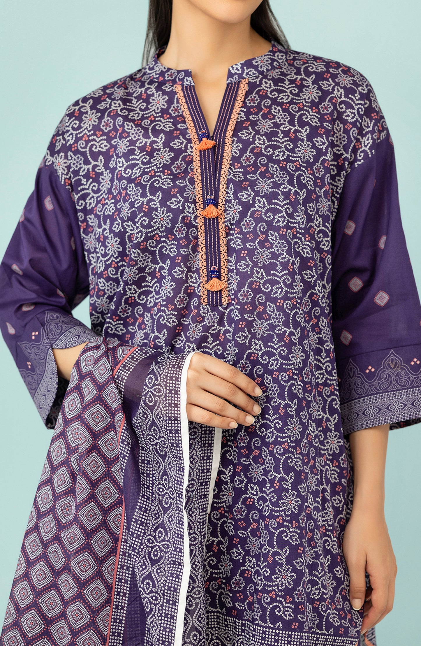 OTL-24-408-B/U PURPLE LAWN Women UNSTITCHED SHIRT DUPATTA PANTS