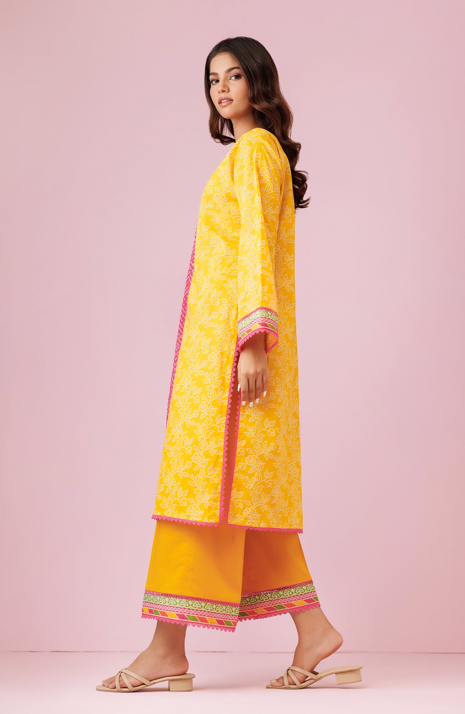 Unstitched 3 Piece Embroidered Lawn Shirt , Cambric Pant and Lawn Dupatta (OTL-24-121/U YELLOW)