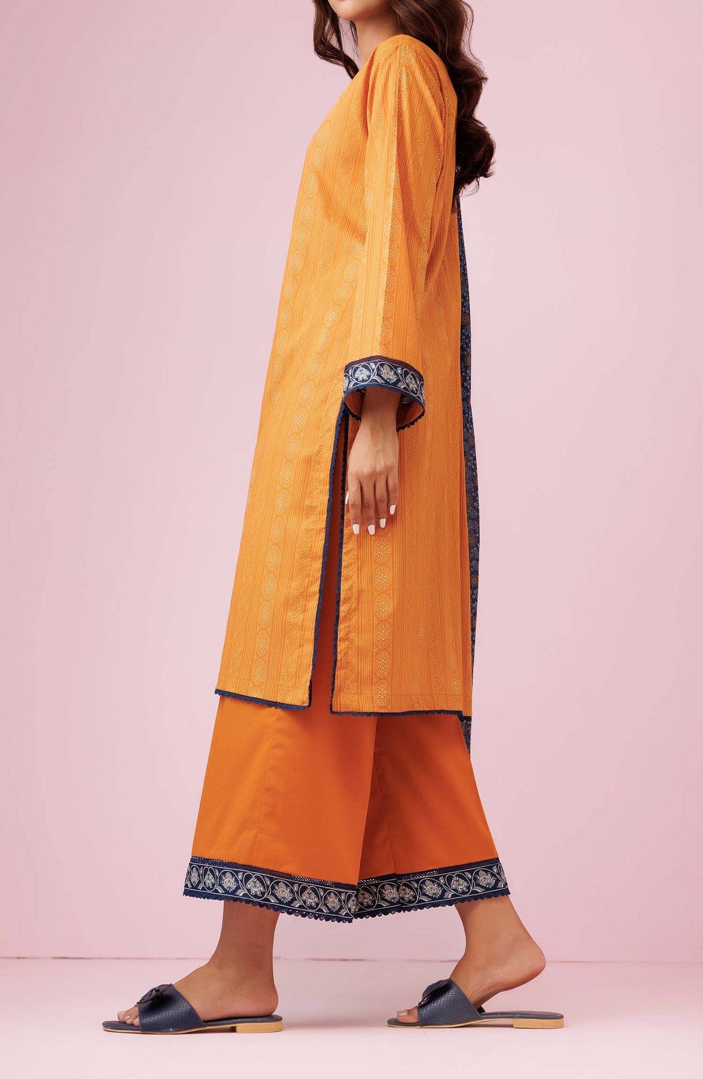 Unstitched 3 Piece Printed Lawn Shirt , Cambric Pant and Lawn Dupatta (OTL-24-207/U OCHRE)