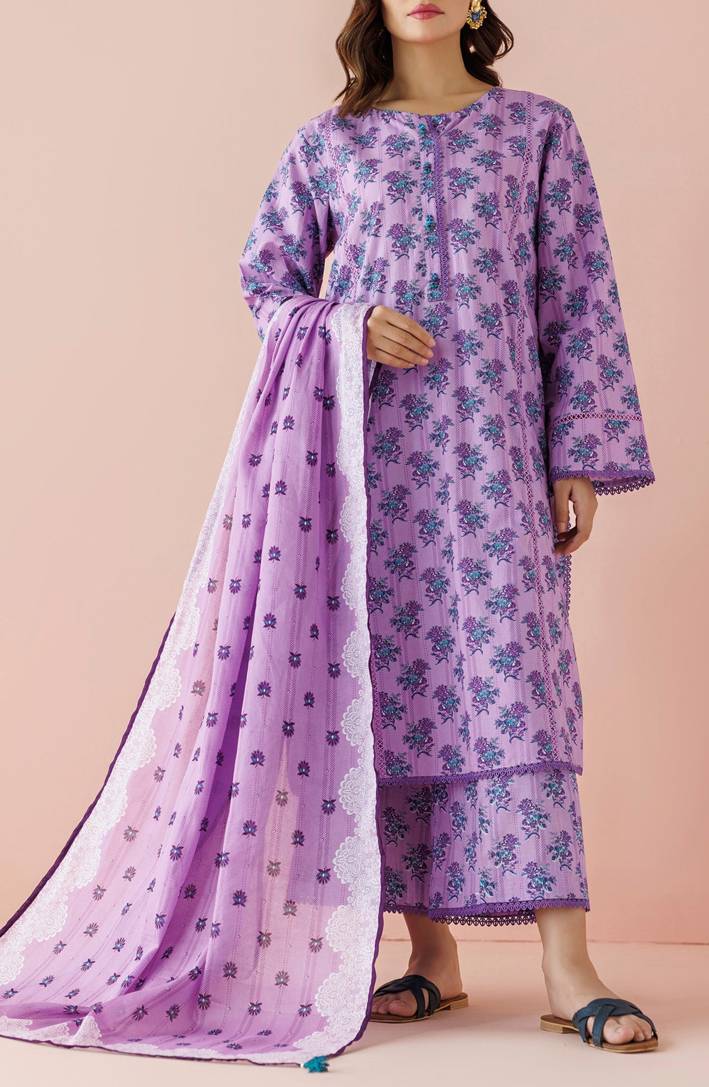 OTL-24-292/U PURPLE LAWN Women UNSTITCHED SHIRT DUPATTA PANTS