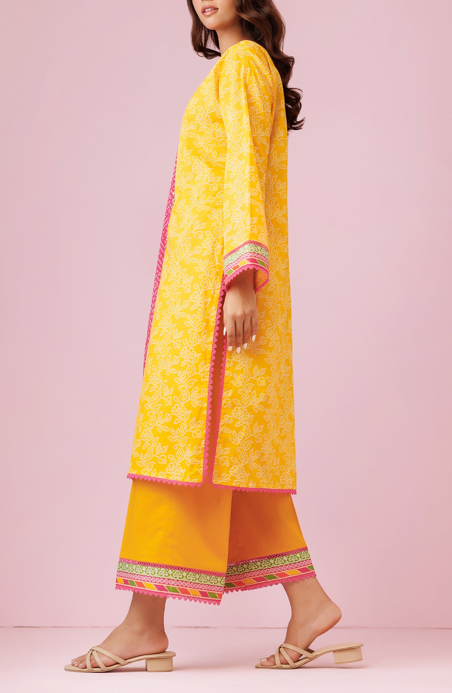 Unstitched 3 Piece Embroidered Lawn Shirt , Cambric Pant and Lawn Dupatta (OTL-24-121/U YELLOW)