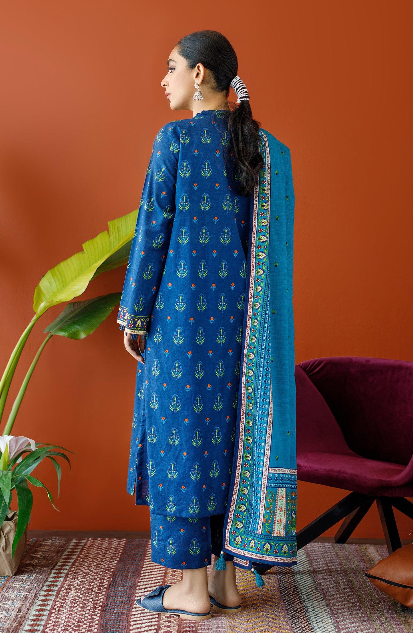 OTL-23-200/S BLUE KHADDAR Women READY TO WEAR SHIRT DUPATTA PANTS