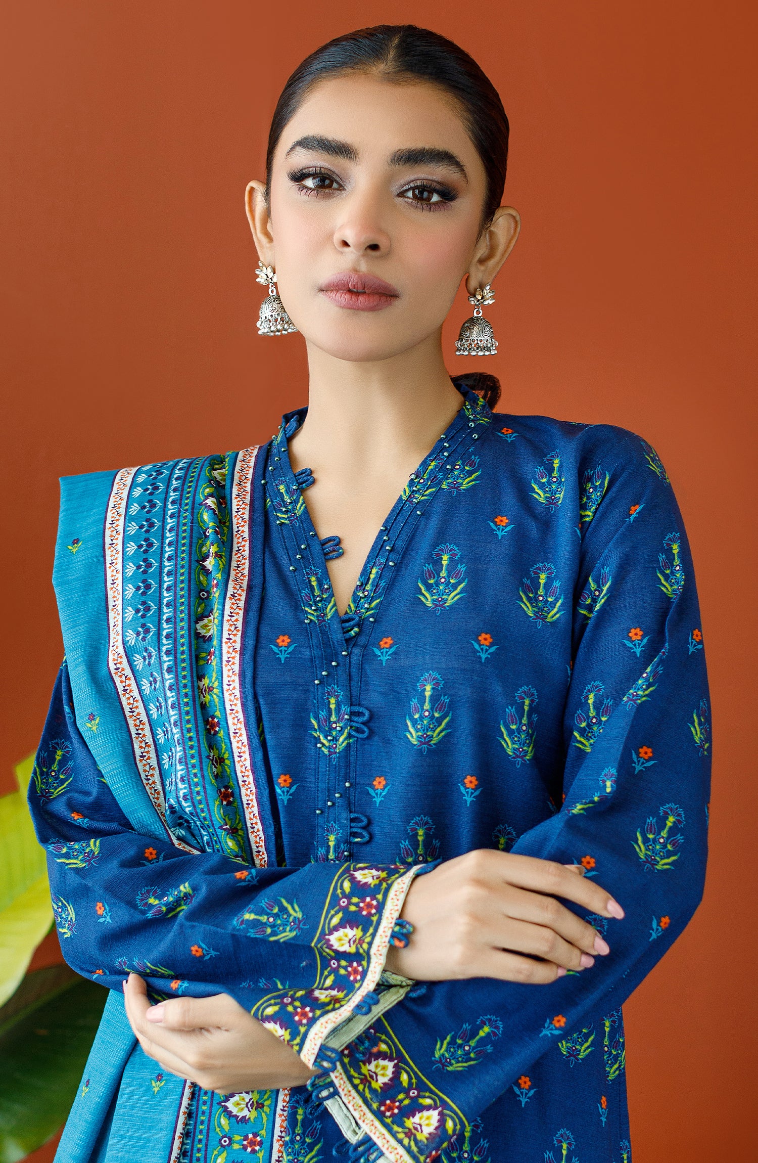 OTL-23-200/S BLUE KHADDAR Women READY TO WEAR SHIRT DUPATTA PANTS