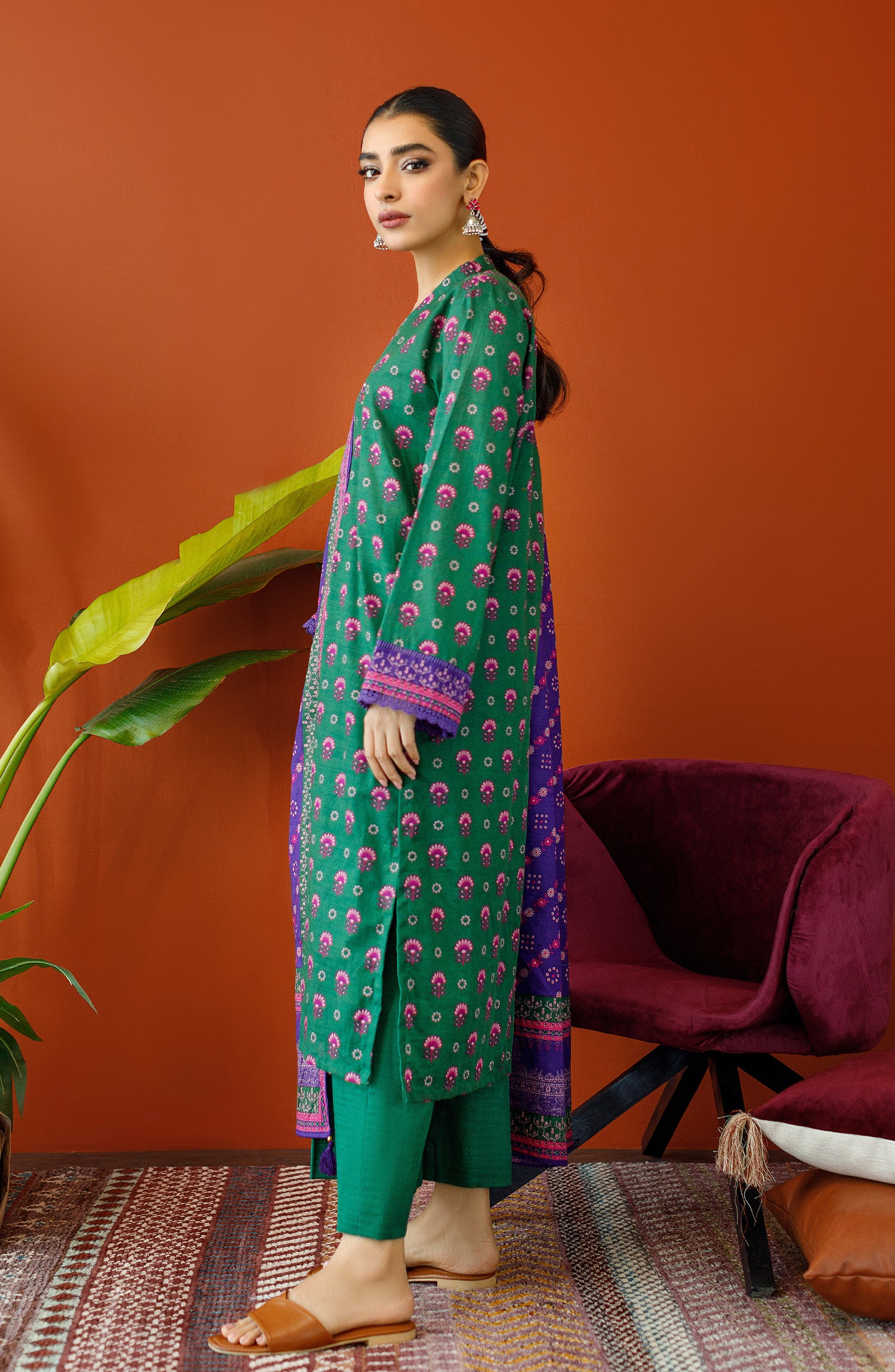 OTL-23-236/S GREEN KHADDAR Women READY TO WEAR SHIRT DUPATTA PANTS