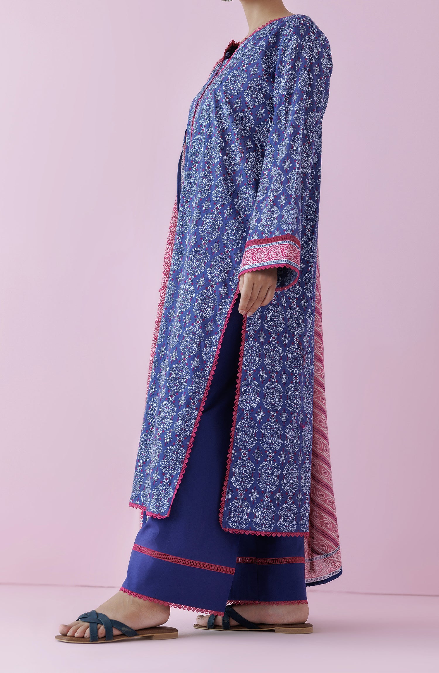 Unstitched 3 Piece Printed Lawn Shirt , Cambric Pant and Lawn Dupatta (OTL-24-210/U BLUE)