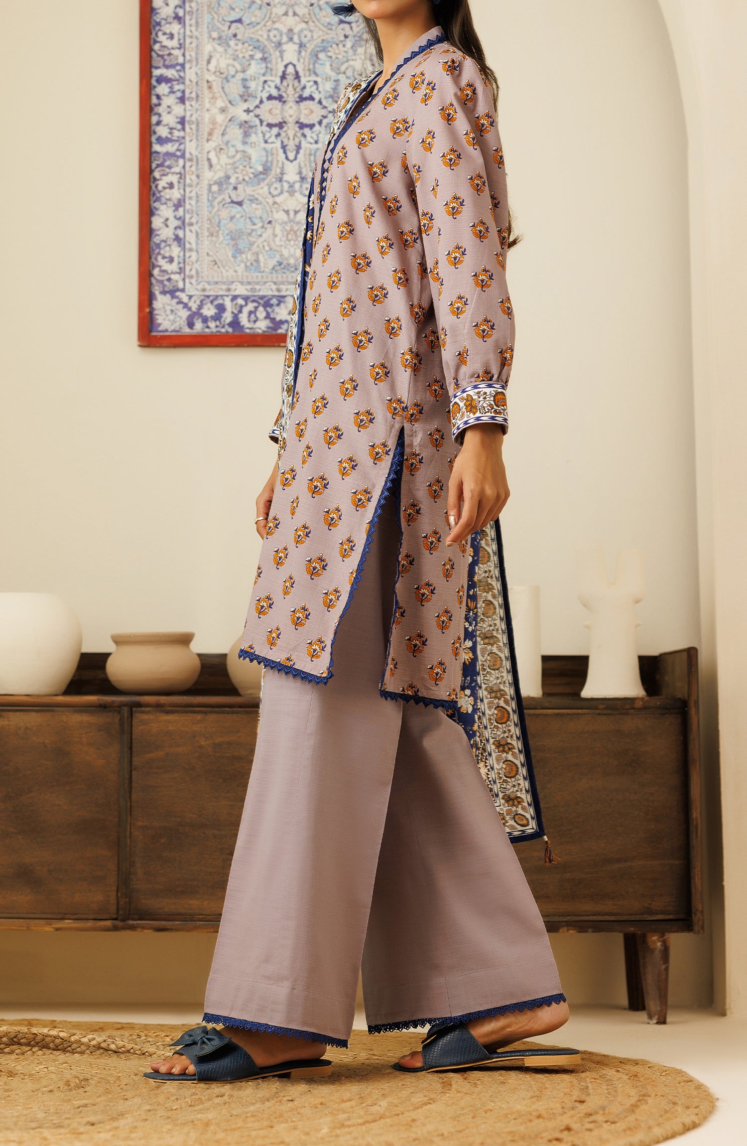 OTL-24-208/U GREY KHADDAR Women UNSTITCHED SHIRT DUPATTA PANTS