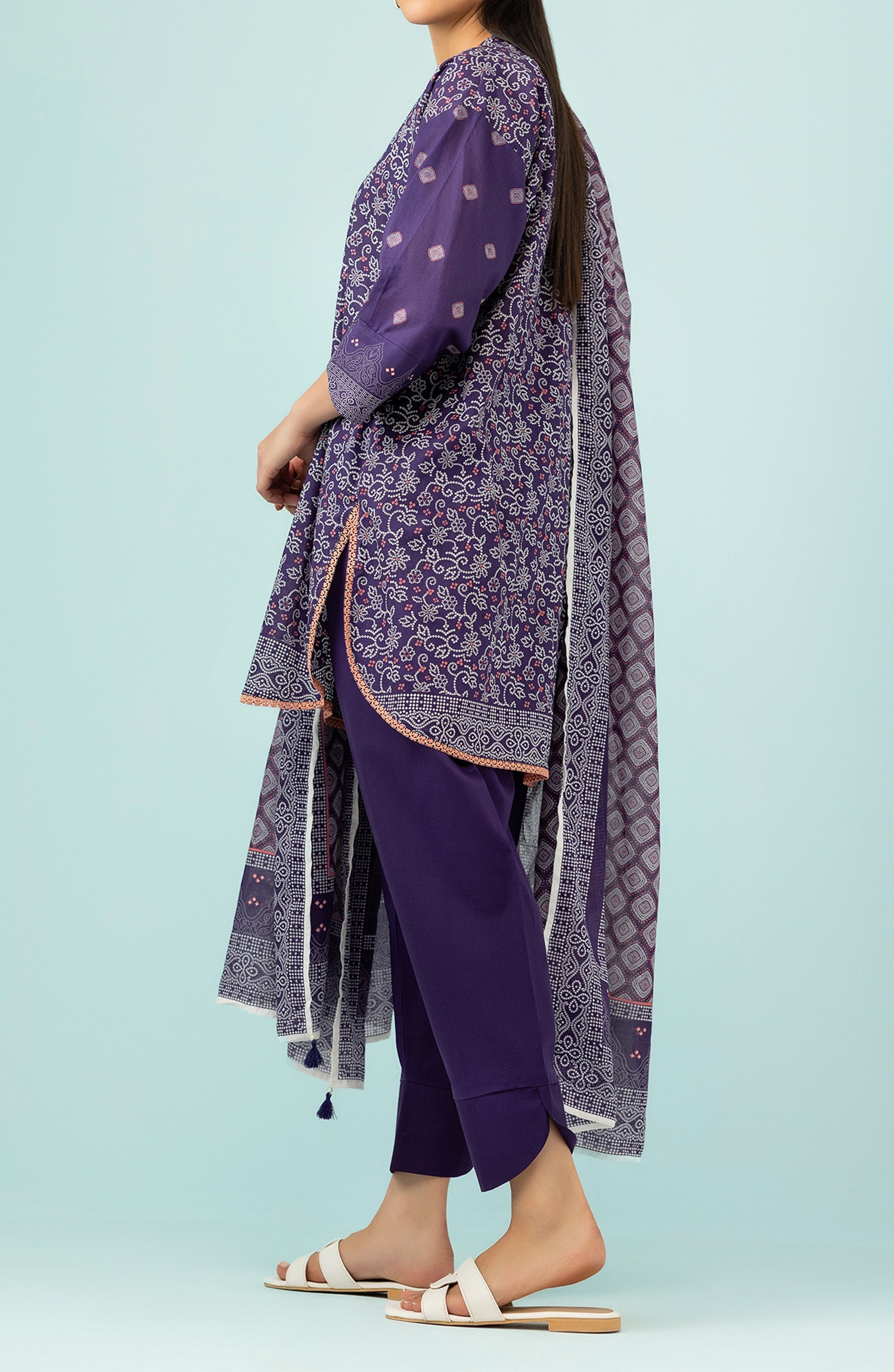 OTL-24-408-B/U PURPLE LAWN Women UNSTITCHED SHIRT DUPATTA PANTS