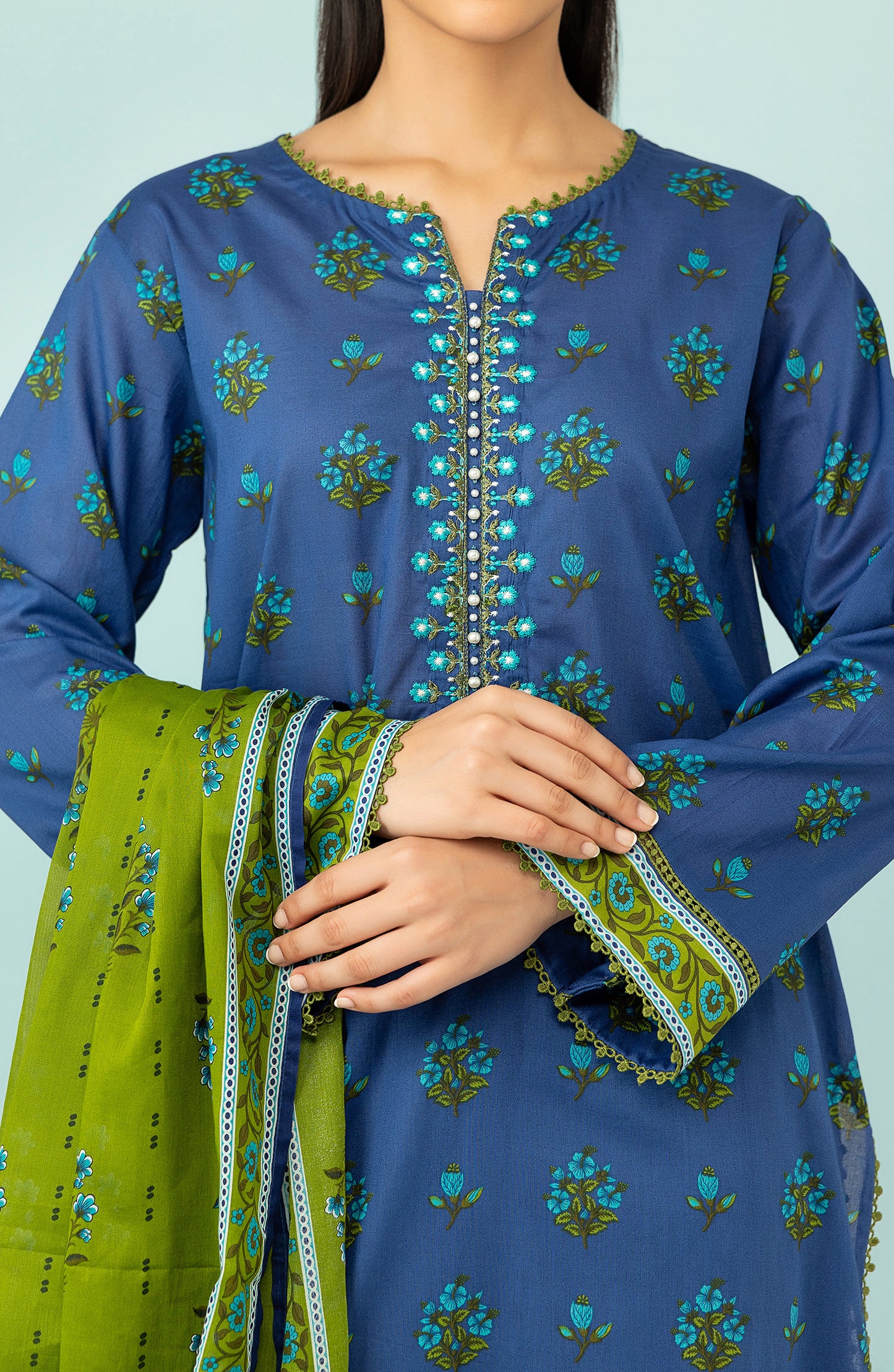 OTL-24-118/U BLUE LAWN Women UNSTITCHED SHIRT DUPATTA PANTS