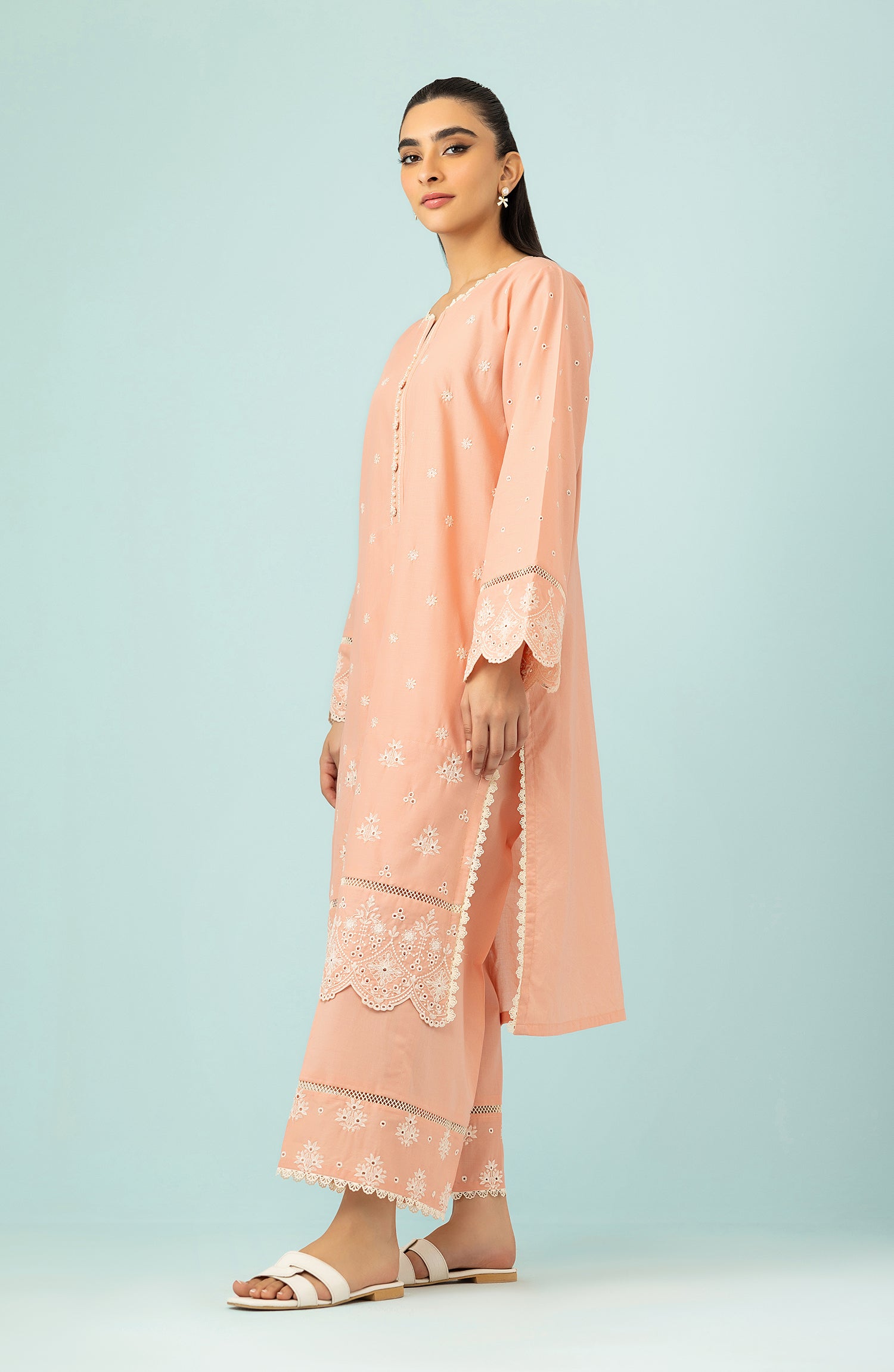 Stitched 2 Piece Embroidered Cambric Shirt and Cambric Pant  (WRHC24S-2021/S PINK)