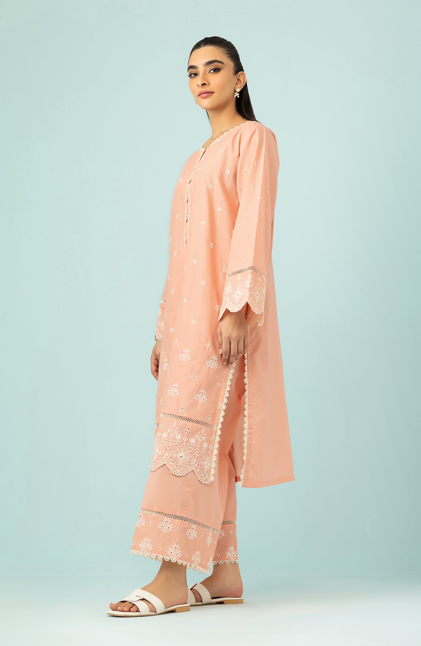 Stitched 2 Piece Embroidered Cambric Shirt and Cambric Pant  (WRHC24S-2021/S PINK)