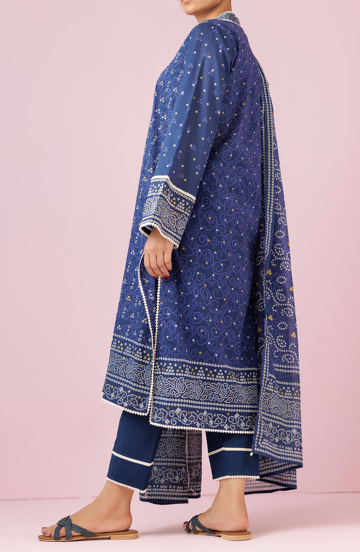 Stitched 3 Piece Printed Lawn Shirt , Cambric Pant and Lawn Dupatta (OTL-24-398/S PURPLE)