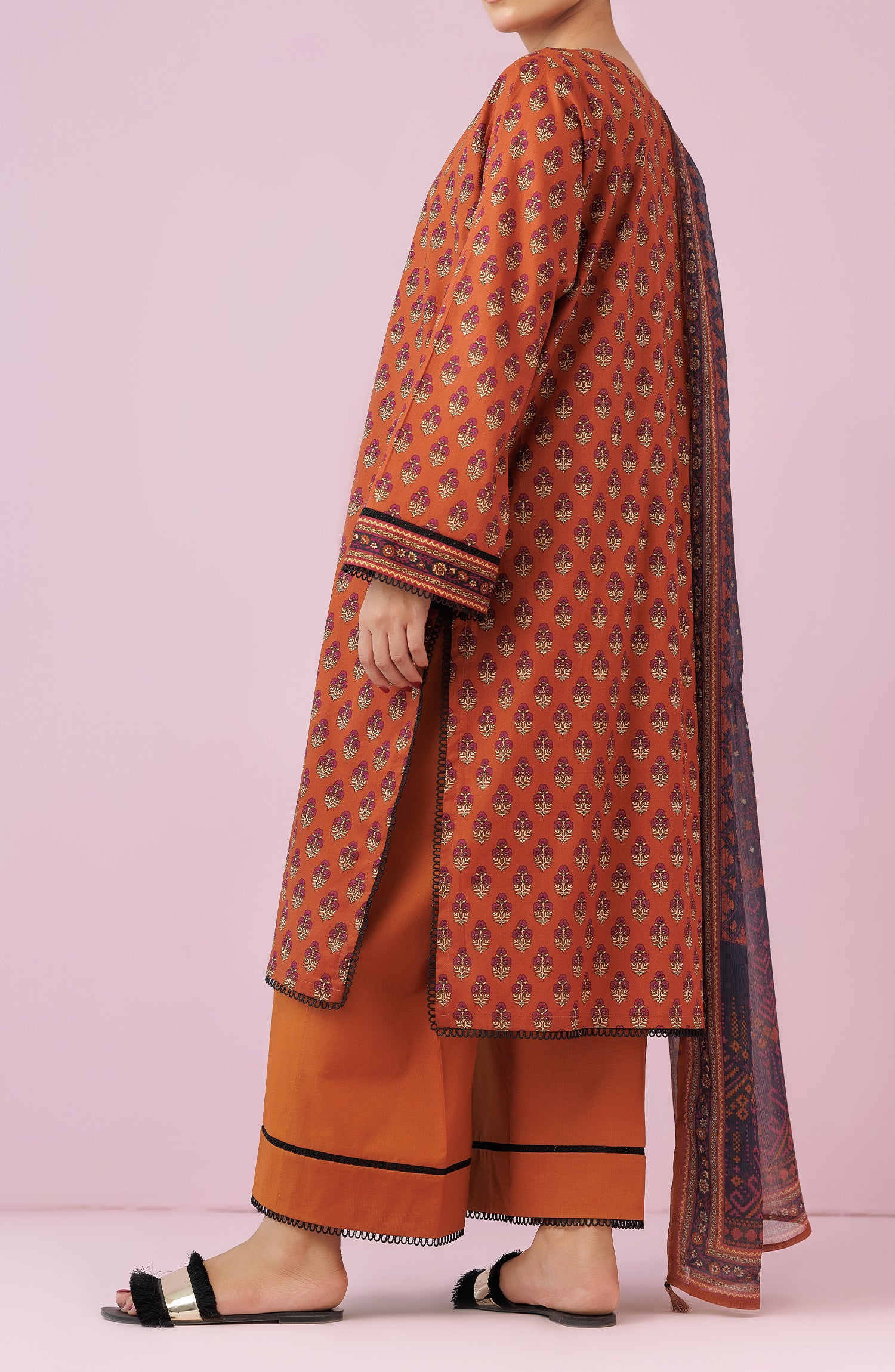 OTL-24-460/U OCHRE LAWN Women UNSTITCHED SHIRT DUPATTA PANTS