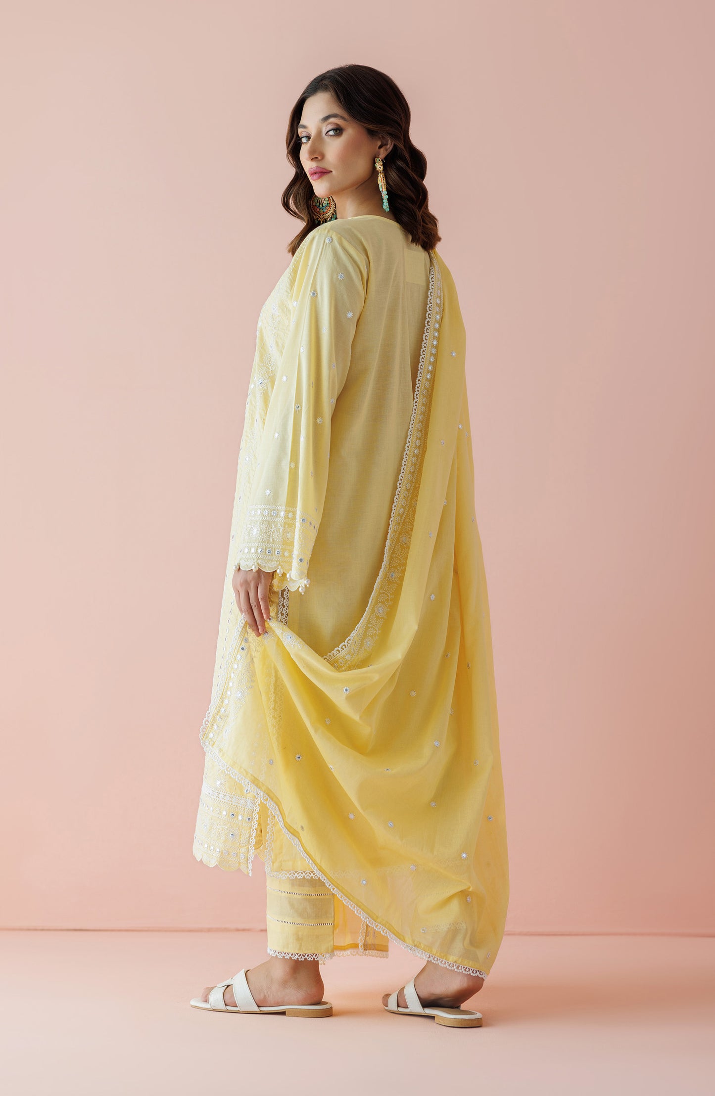 Unstitched 3 Piece Embroidered Lawn Shirt , Cambric Pant and Lawn Dupatta (WRFC24S-3008/U YELLOW)