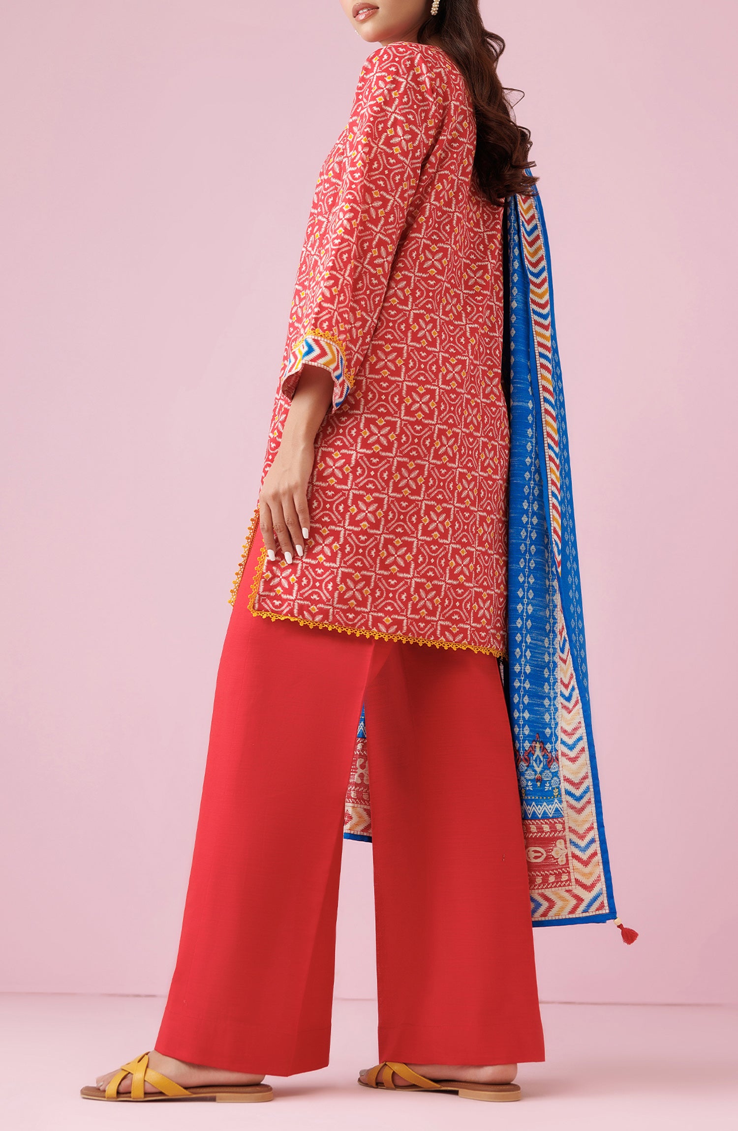 OTL-24-309/U RED KHADDAR Women UNSTITCHED SHIRT DUPATTA PANTS