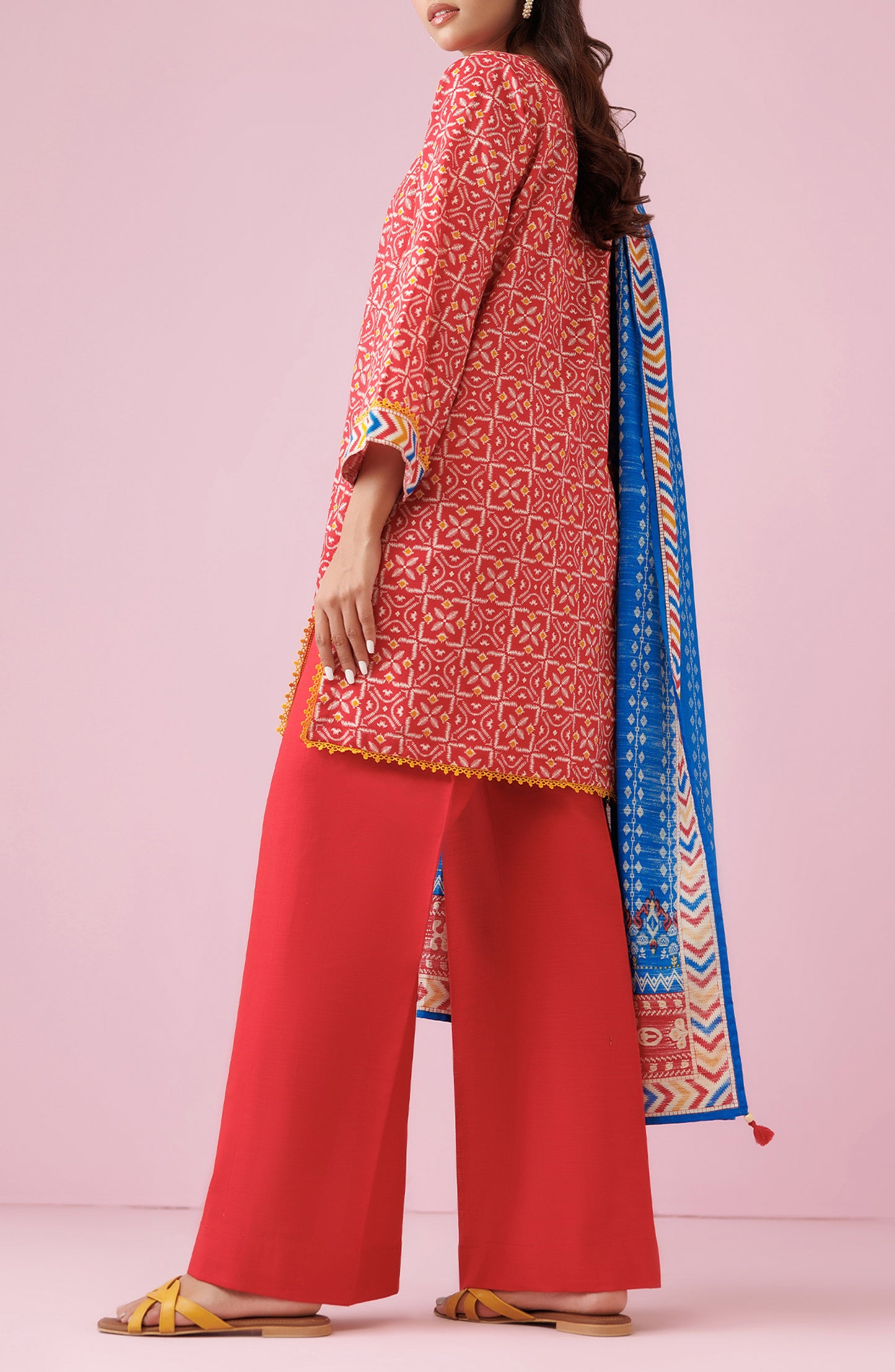 OTL-24-309/U RED KHADDAR Women UNSTITCHED SHIRT DUPATTA PANTS