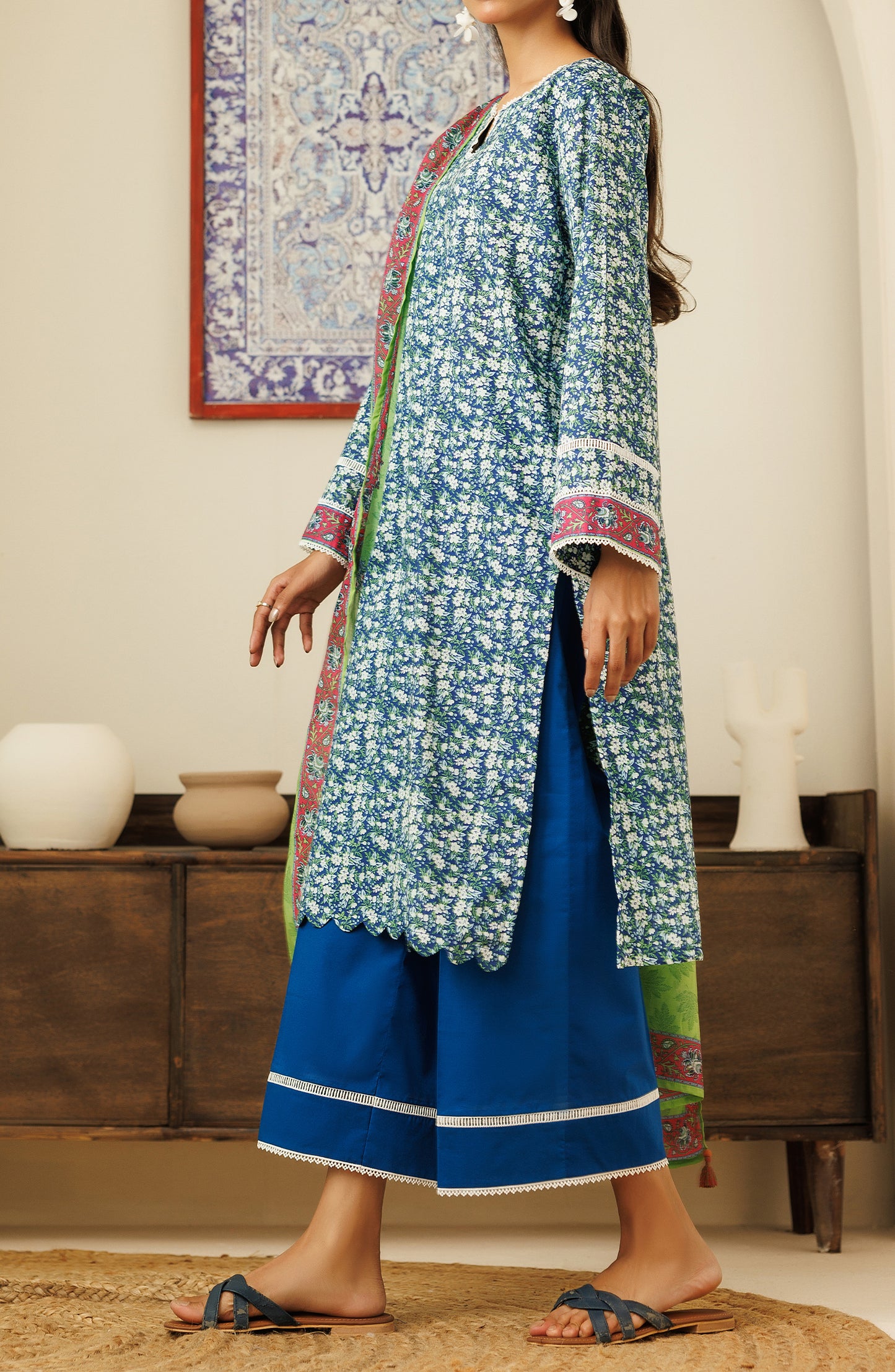 OTL-24-337/U BLUE LAWN Women UNSTITCHED SHIRT DUPATTA PANTS