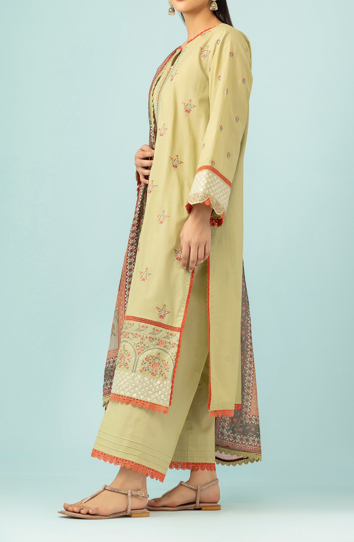 OTL-24-288/U LIGHT GREEN LAWN Women UNSTITCHED SHIRT DUPATTA PANTS