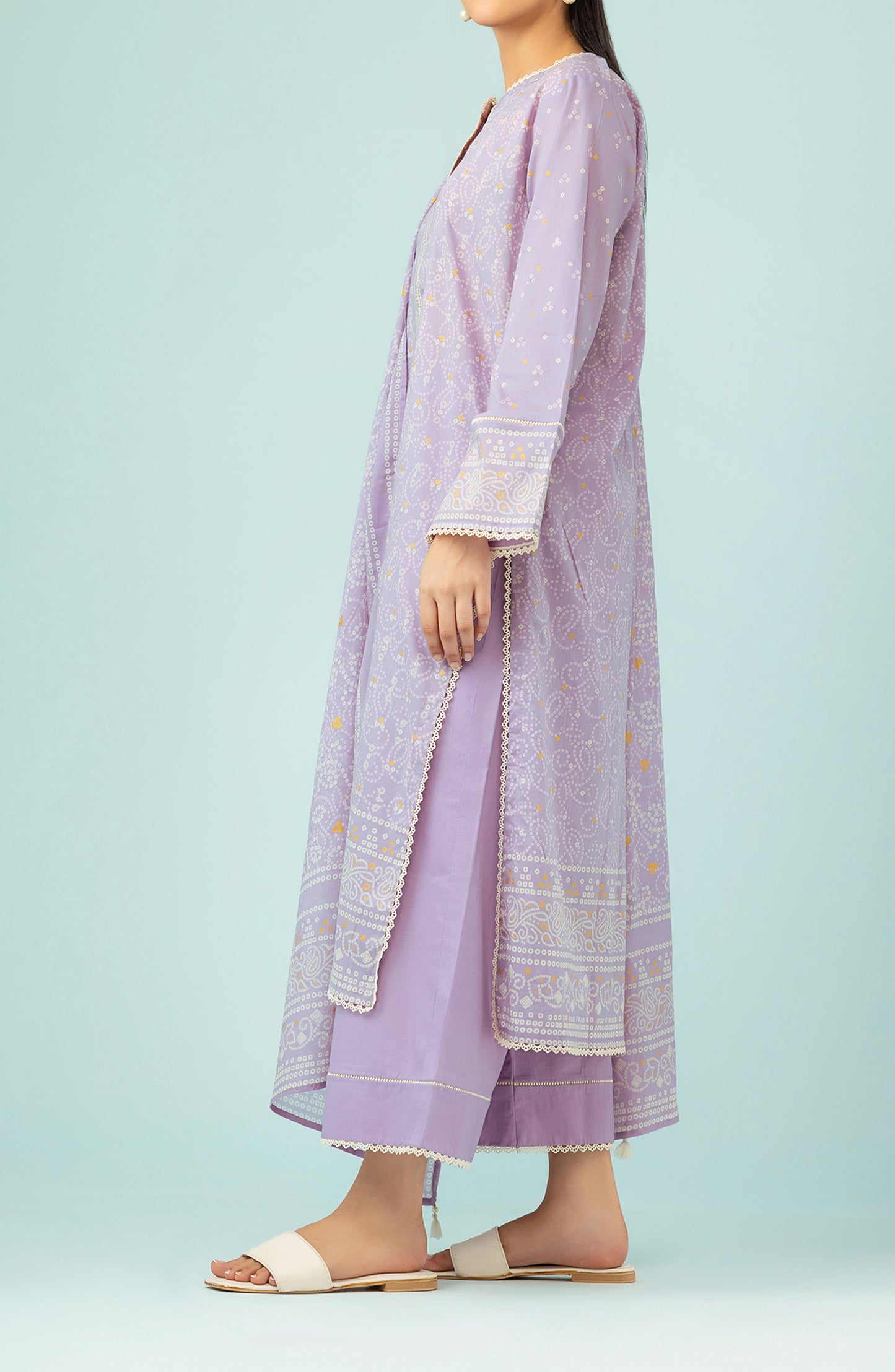 Unstitched 3 Piece Printed Lawn Shirt , Cambric Pant and Lawn Dupatta (OTL-24-415/U LILAC)