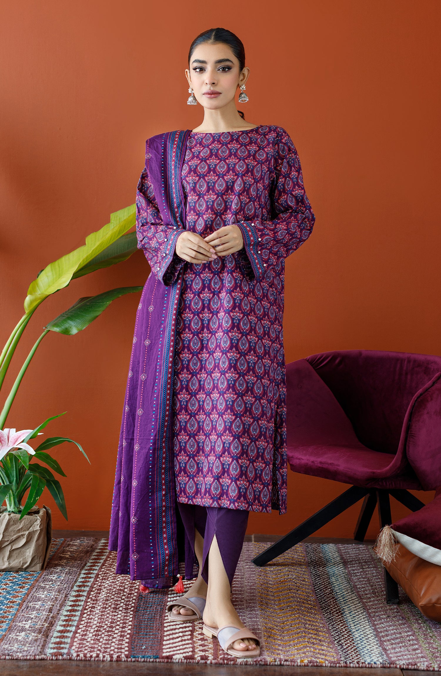 OTL-23-311/U PURPLE LAWN Women UNSTITCHED SHIRT DUPATTA PANTS