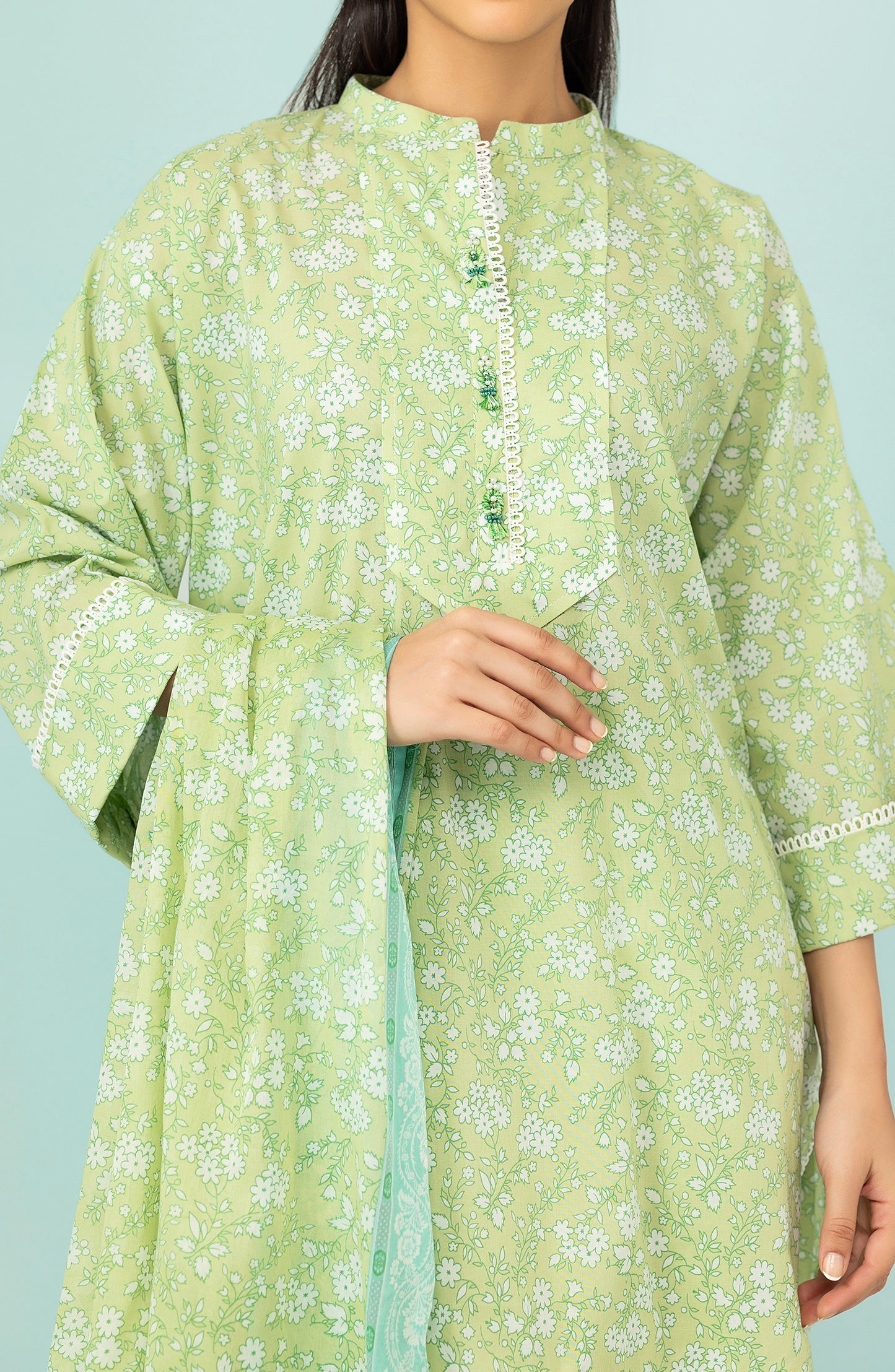 OTL-24-429/U MINT GREEN LAWN Women UNSTITCHED SHIRT DUPATTA PANTS