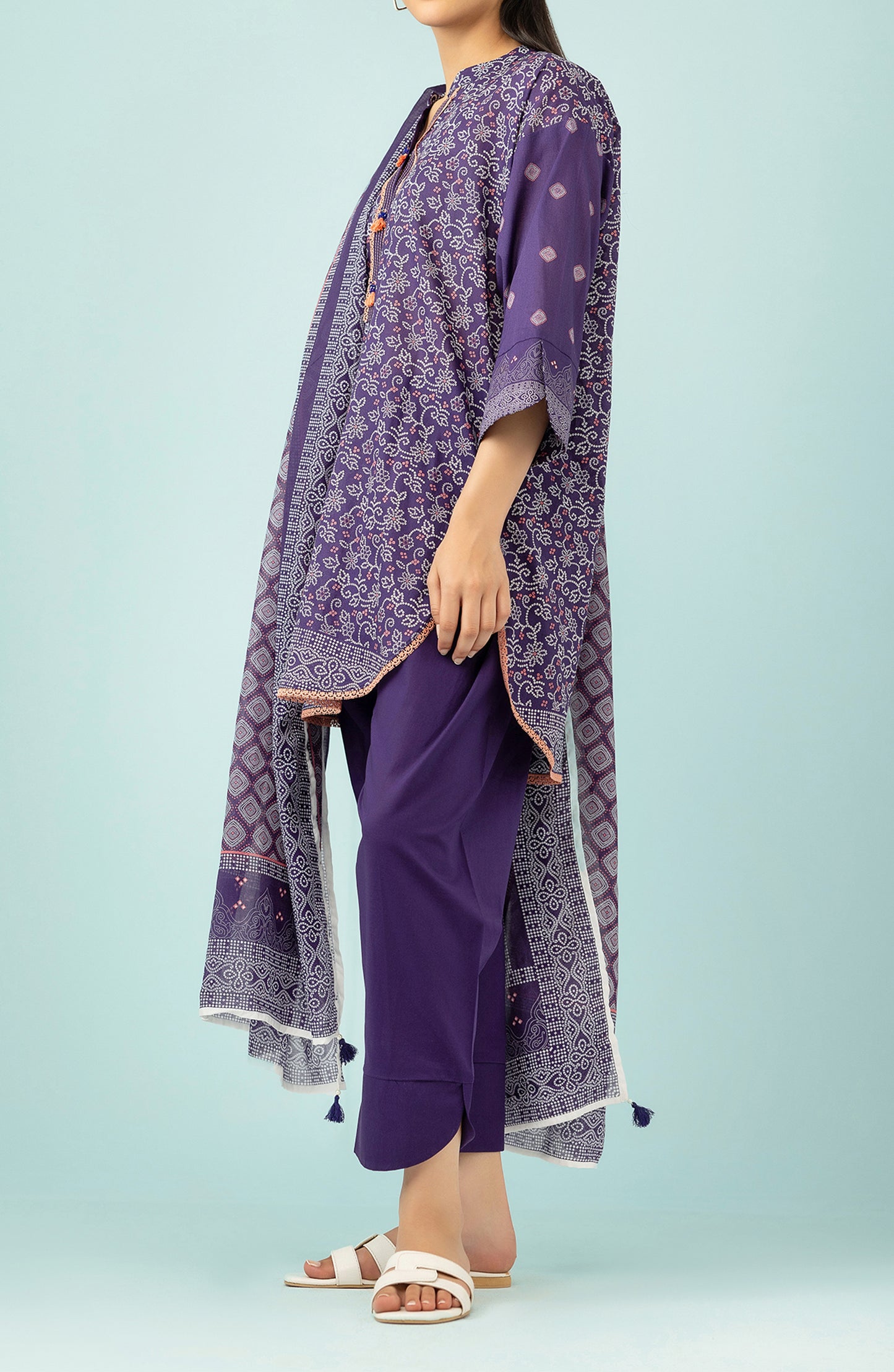 OTL-24-408-B/U PURPLE LAWN Women UNSTITCHED SHIRT DUPATTA PANTS