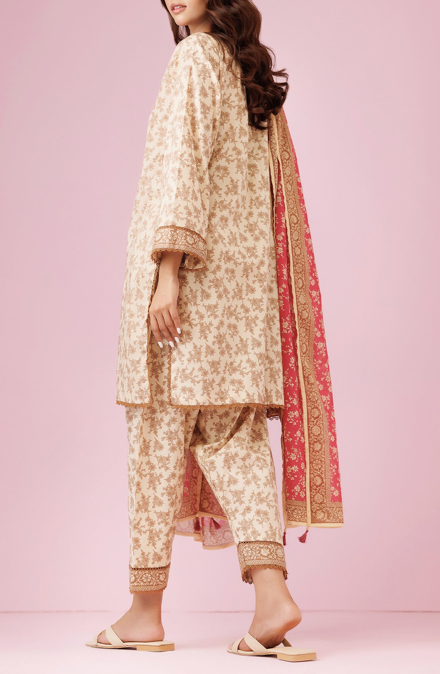 OTL-24-218/U BEIGE LAWN Women UNSTITCHED SHIRT DUPATTA PANTS