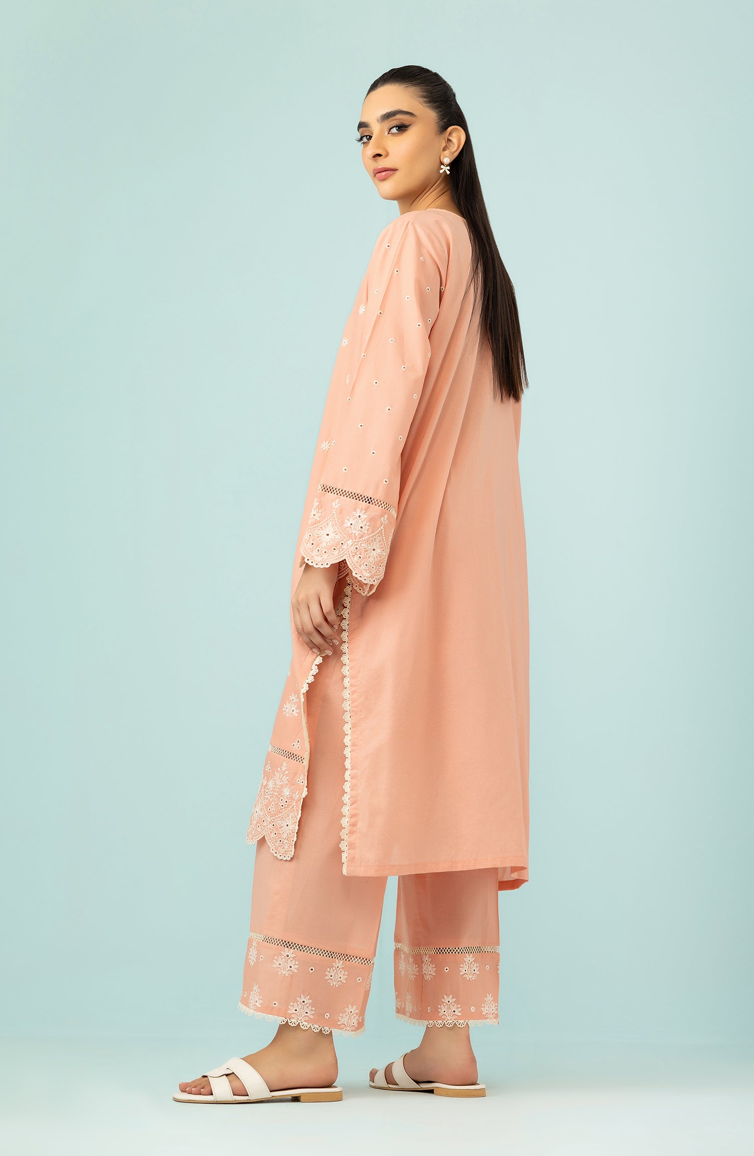 Stitched 2 Piece Embroidered Cambric Shirt and Cambric Pant  (WRHC24S-2021/S PINK)