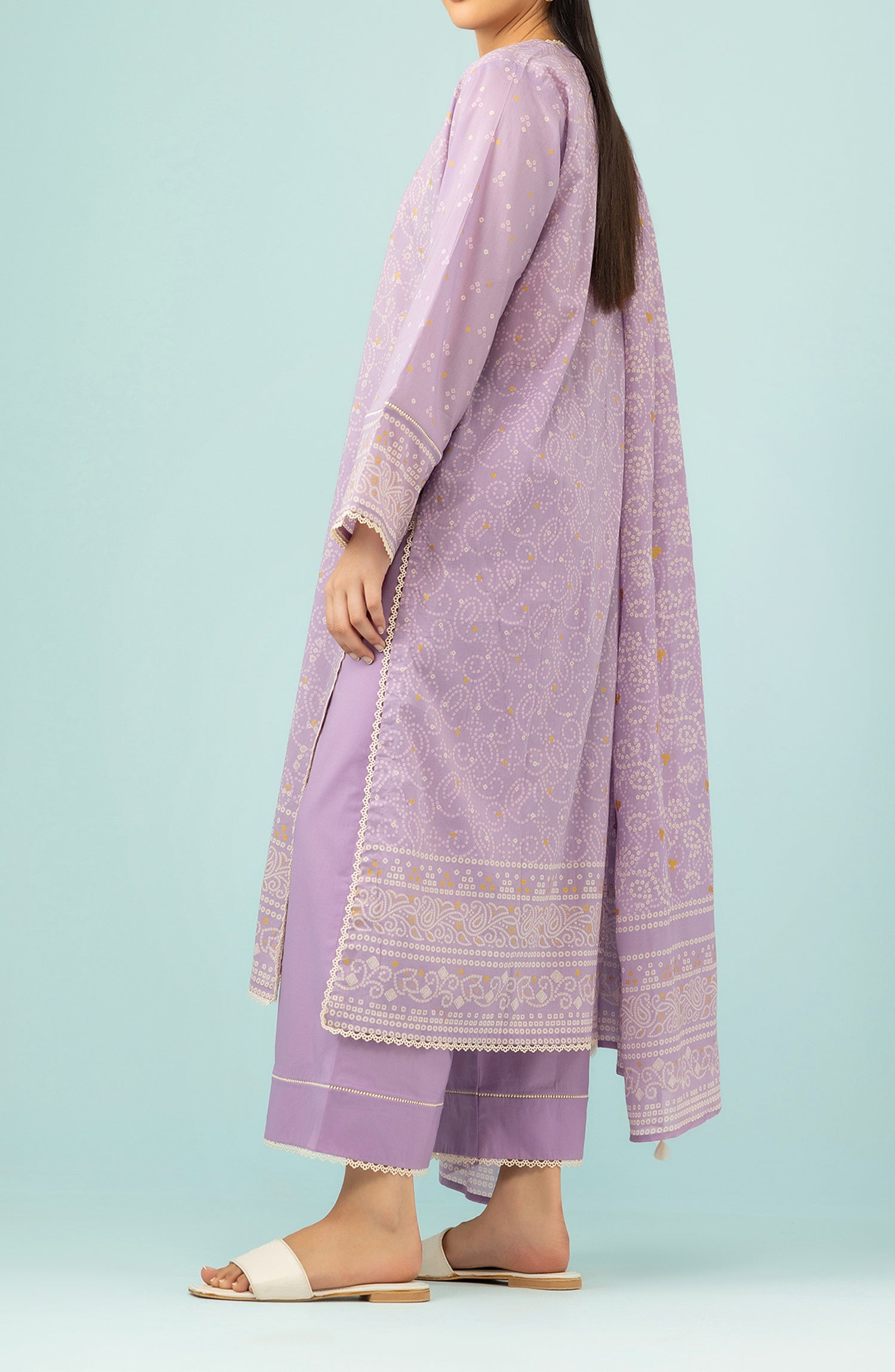 Unstitched 3 Piece Printed Lawn Shirt , Cambric Pant and Lawn Dupatta (OTL-24-415/U LILAC)