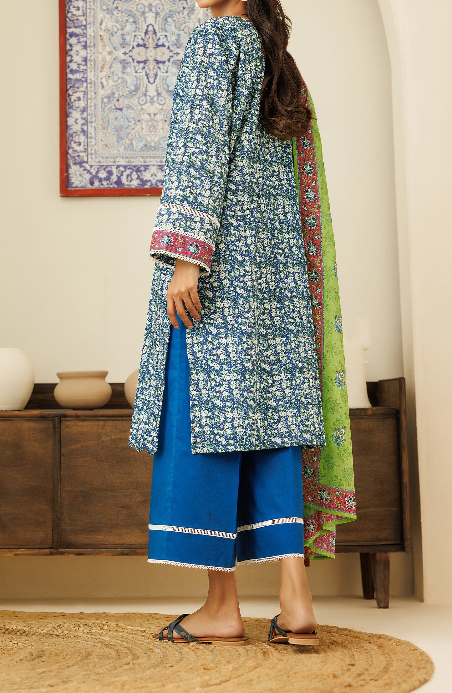 OTL-24-337/U BLUE LAWN Women UNSTITCHED SHIRT DUPATTA PANTS