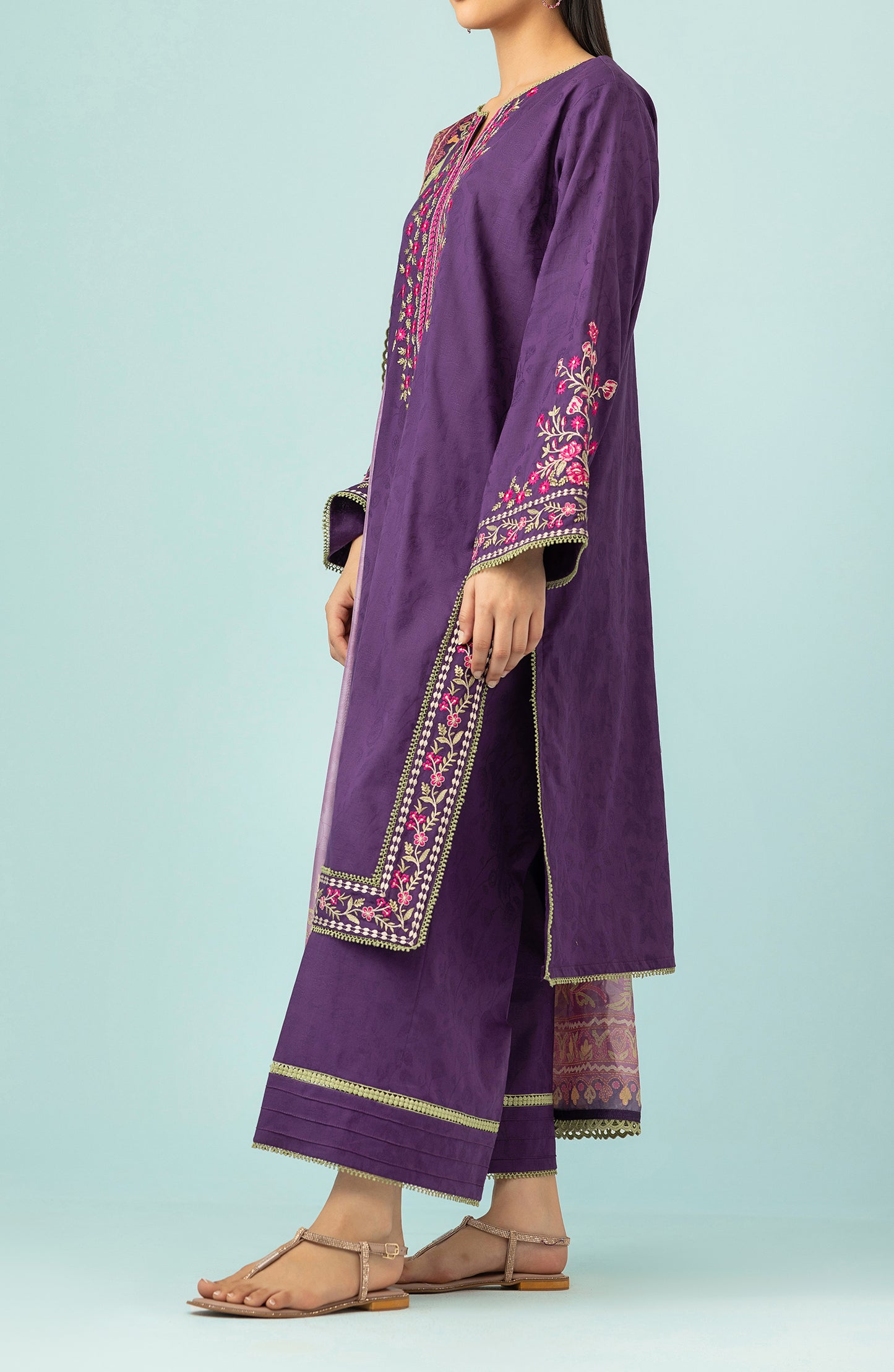 OTL-24-257/U PURPLE JACQUARD Women UNSTITCHED SHIRT DUPATTA PANTS