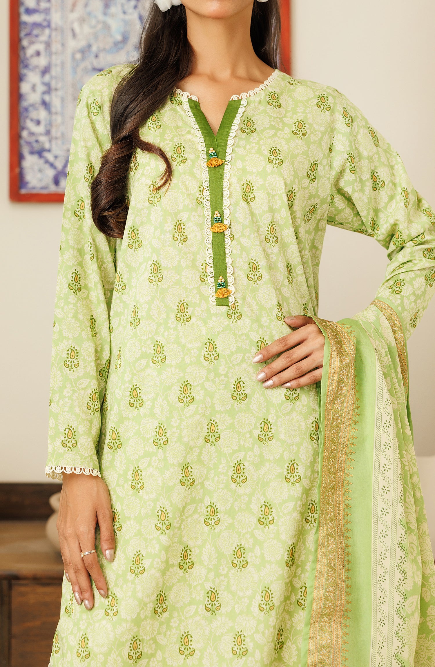 OTL-24-432/U GREEN LAWN Women UNSTITCHED SHIRT DUPATTA PANTS