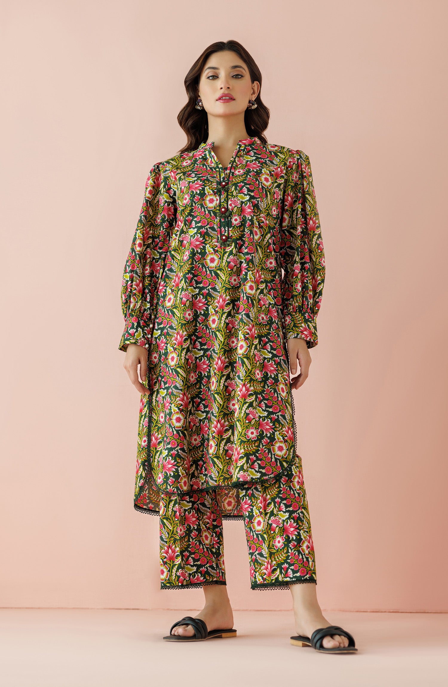 Unstitched 2 Piece Printed Lawn Shirt and Cambric Pant  (NRDS-24-040/U GREEN)