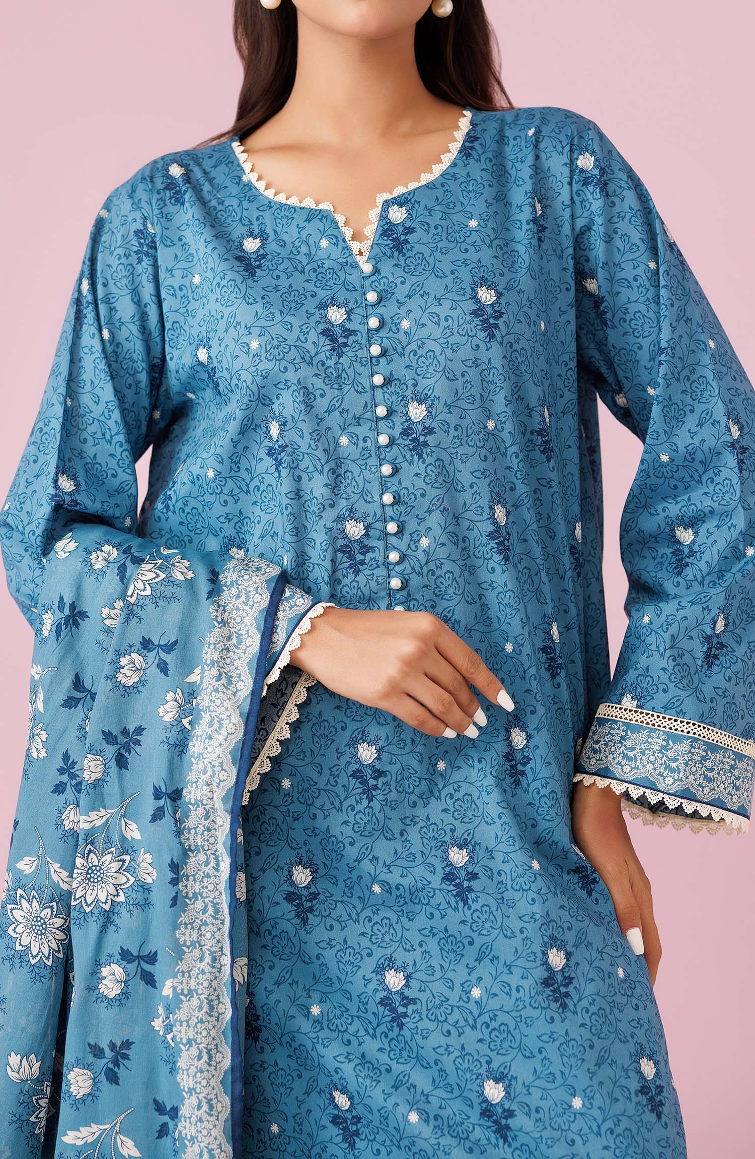 OTL-24-465/U TEAL LAWN Women UNSTITCHED SHIRT DUPATTA PANTS