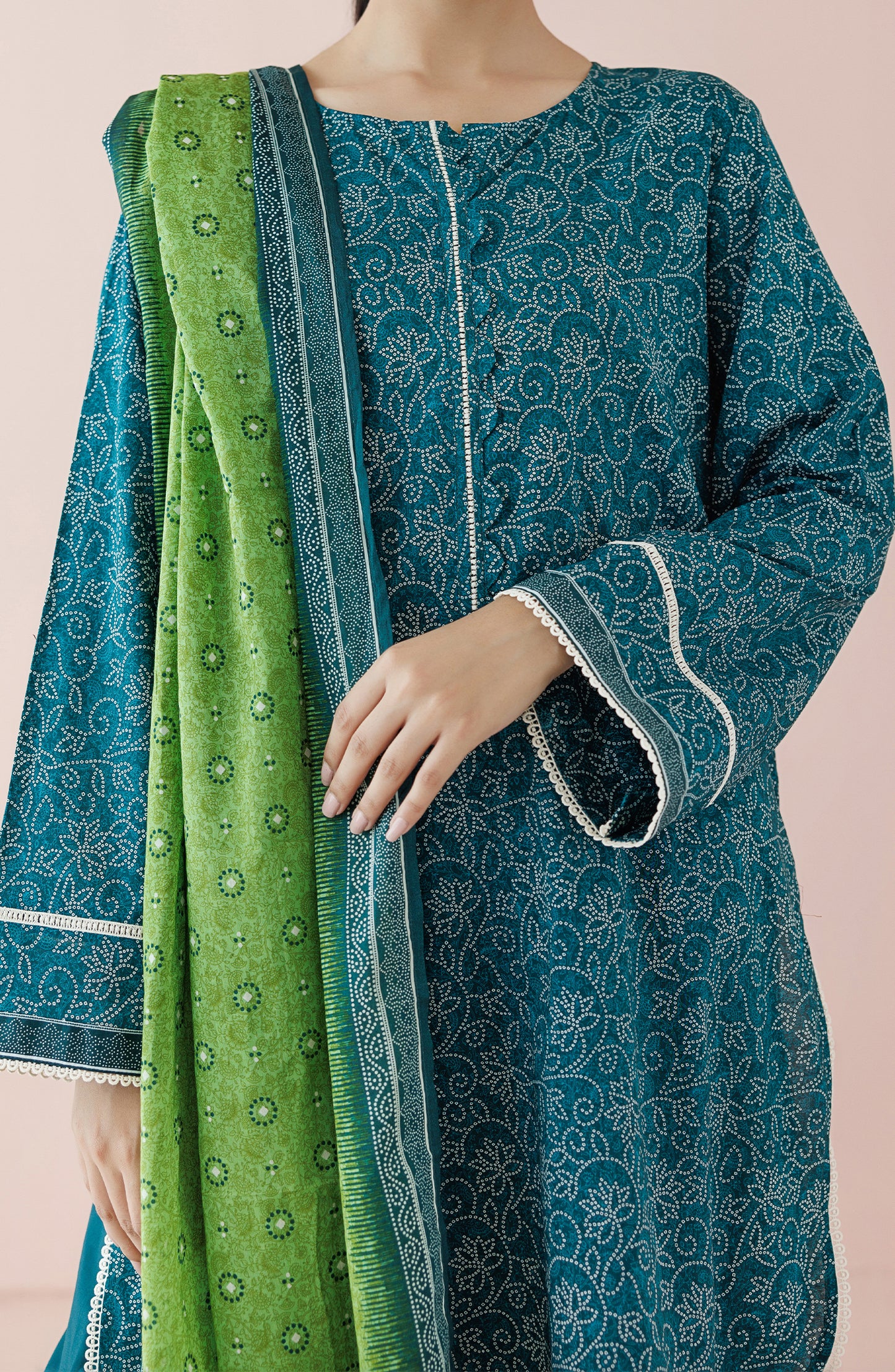 Stitched 3 Piece Printed Lawn Shirt , Cambric Pant and Lawn Dupatta (OTL-24-153/S BLUE)